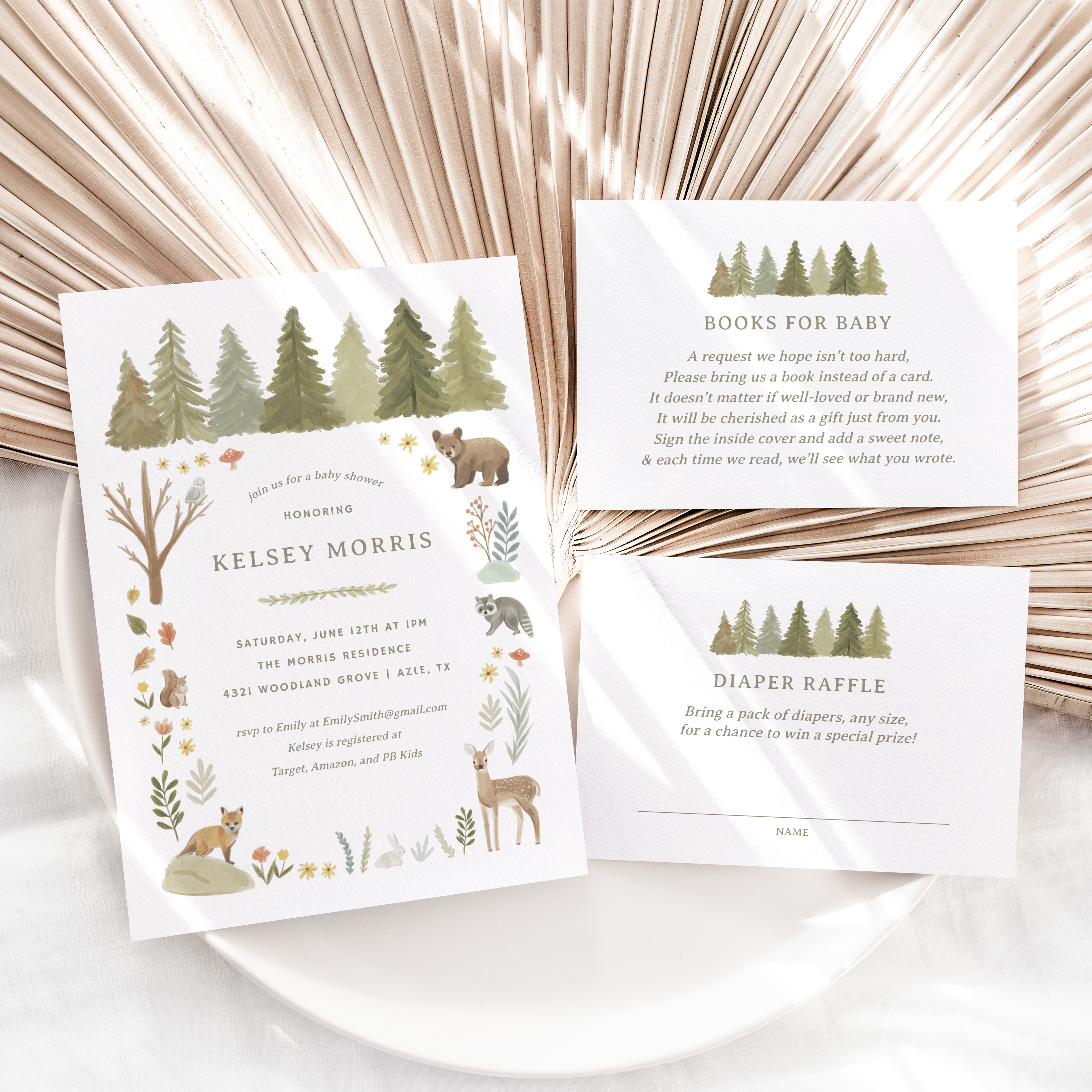 Baby Shower Invitation Set - Woodland Babies - 1019 design preview