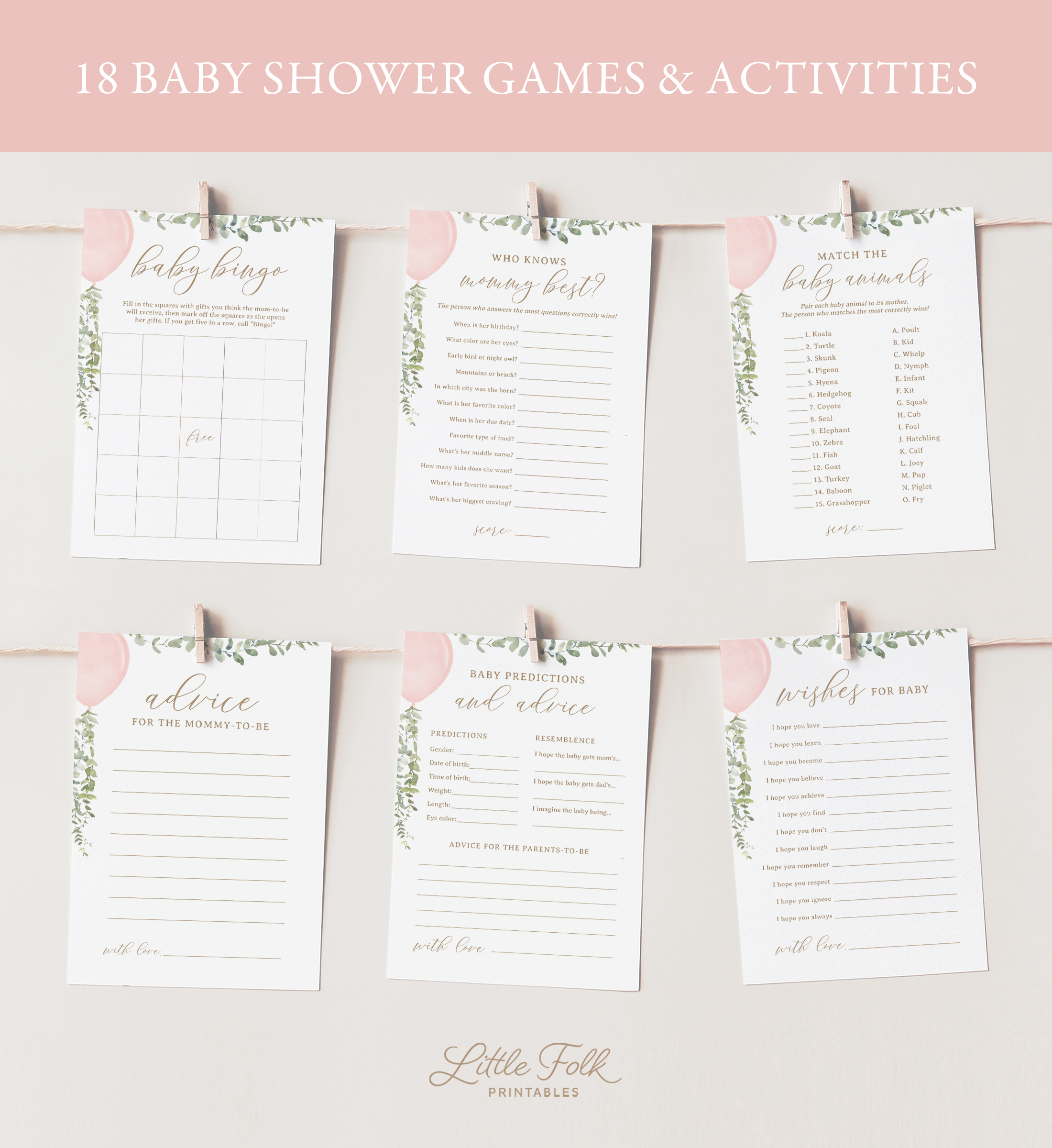 Baby Shower Games - Pink Balloon - 1011 design preview