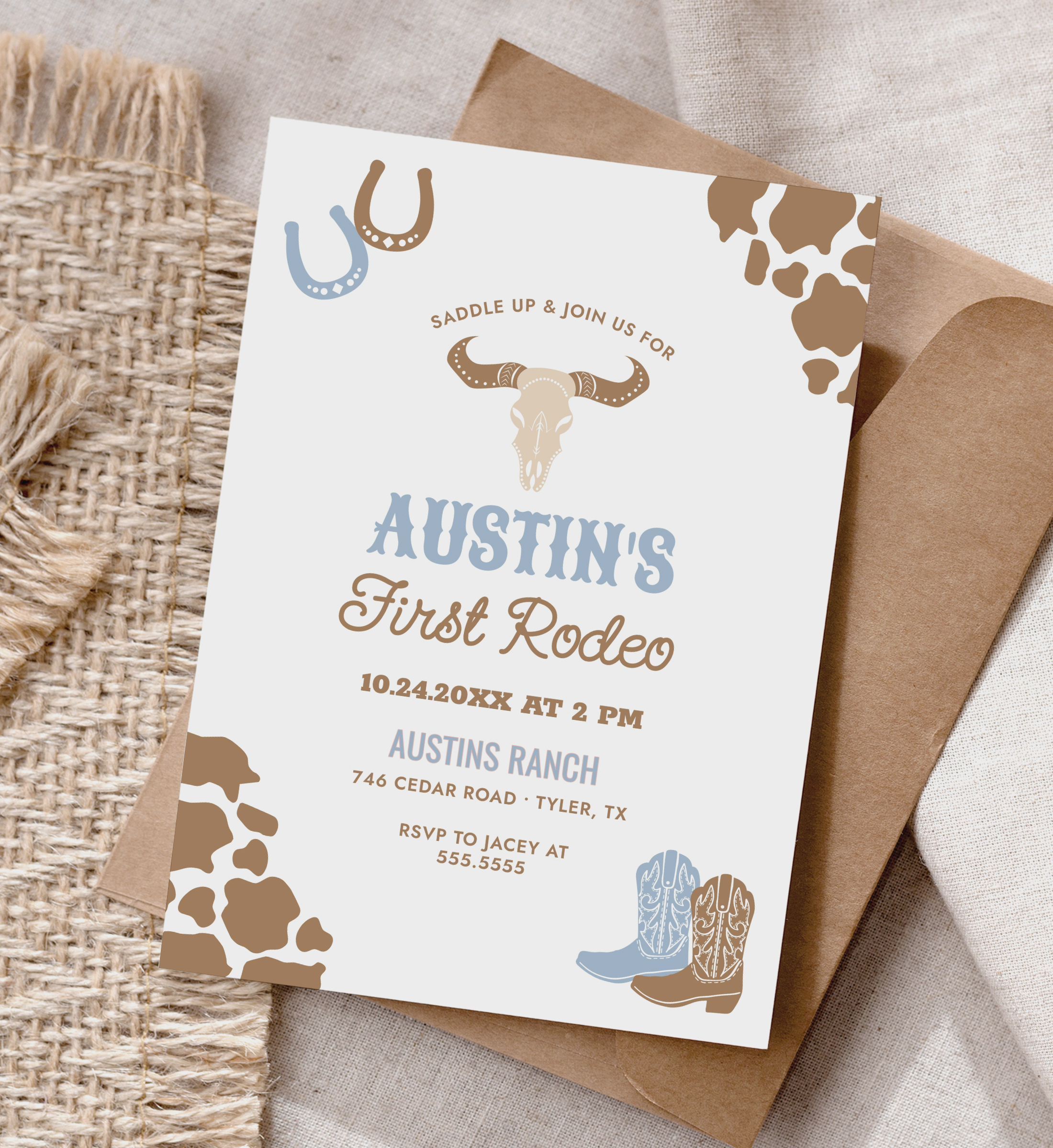Birthday Invitation - First Rodeo (Blue) - 9969 design preview