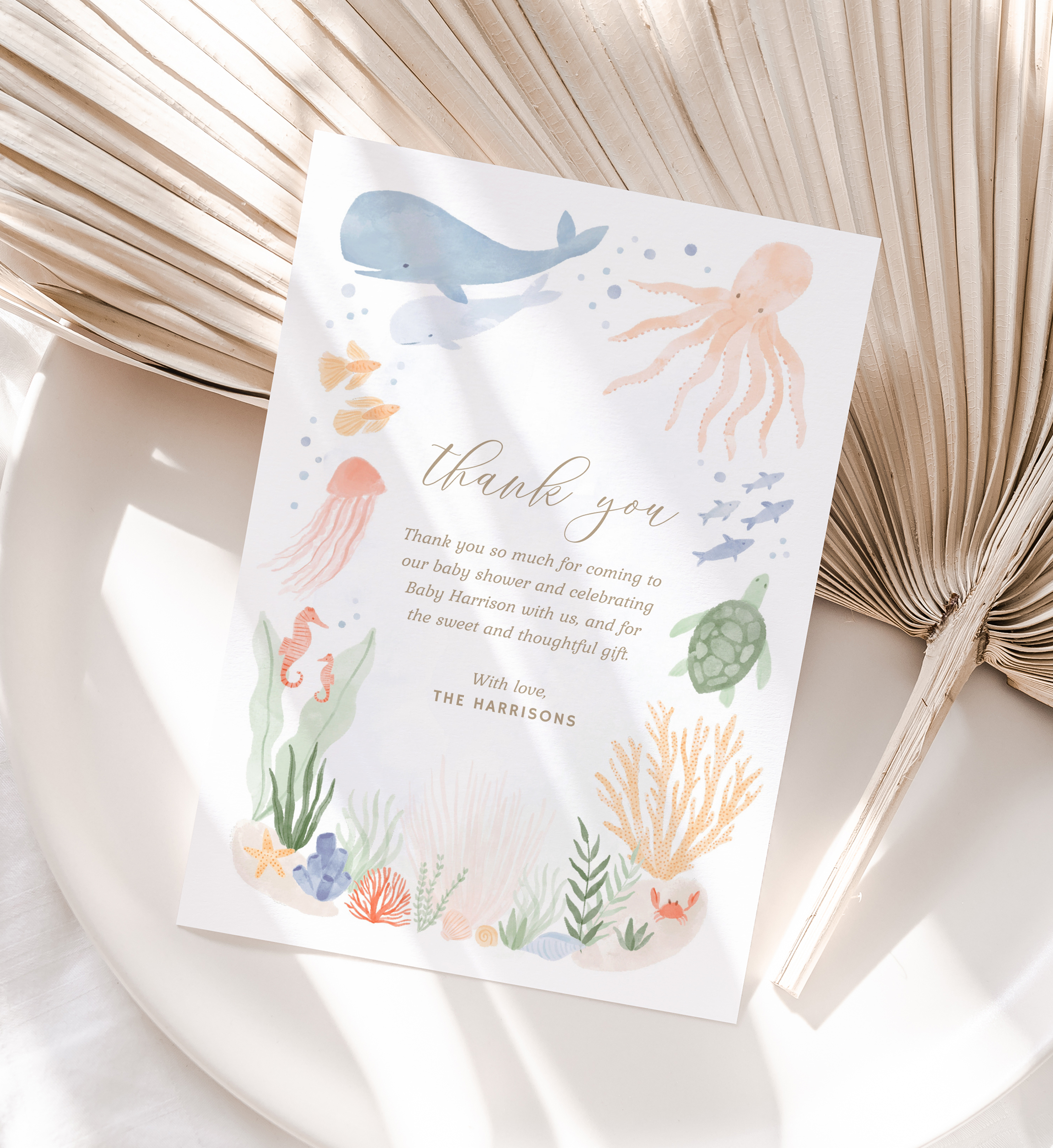 Flat Thank You Card - Under the Sea - 1002 design preview