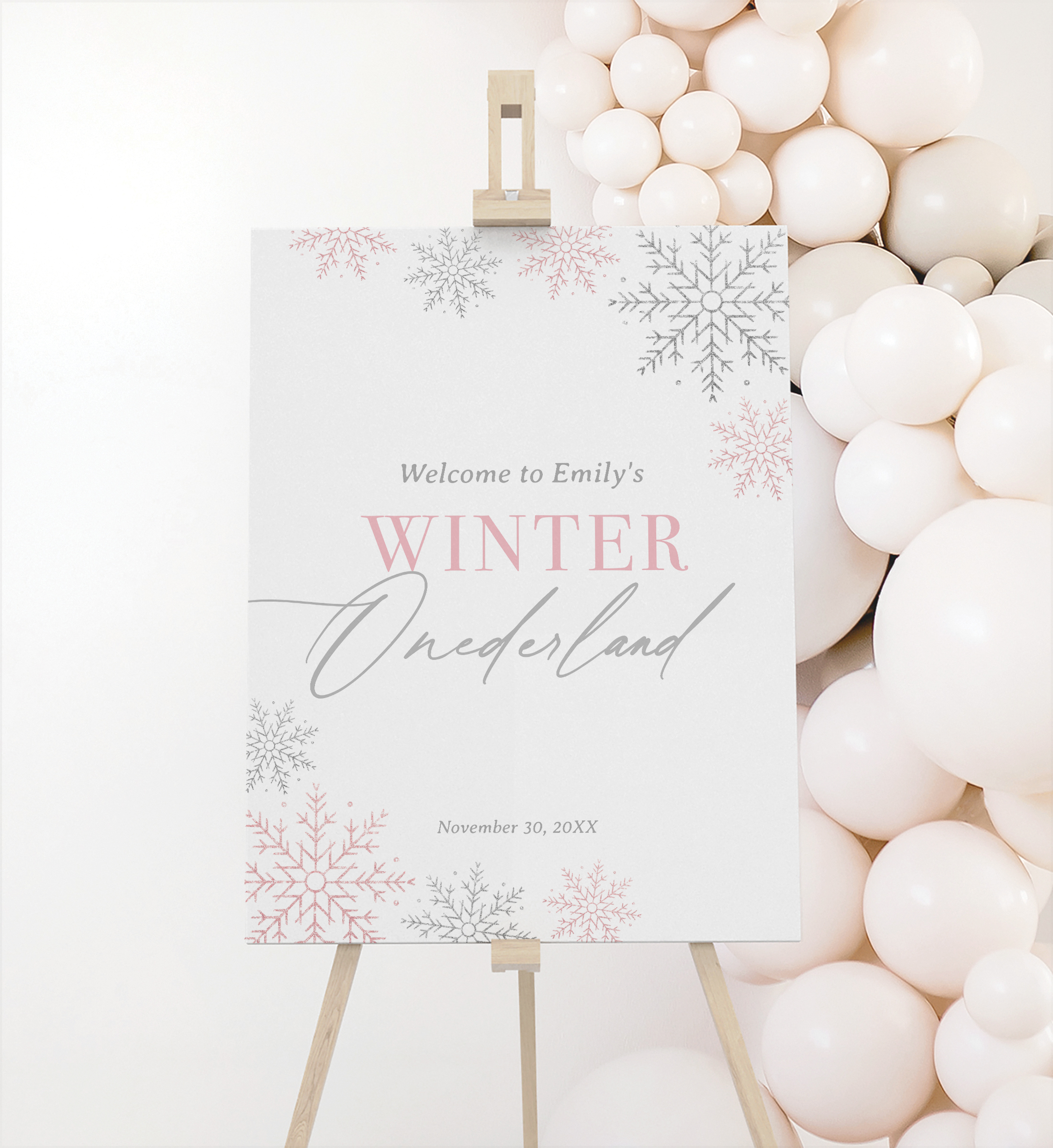 Welcome Sign - Winter Onederland (Pink) - 9960 design preview
