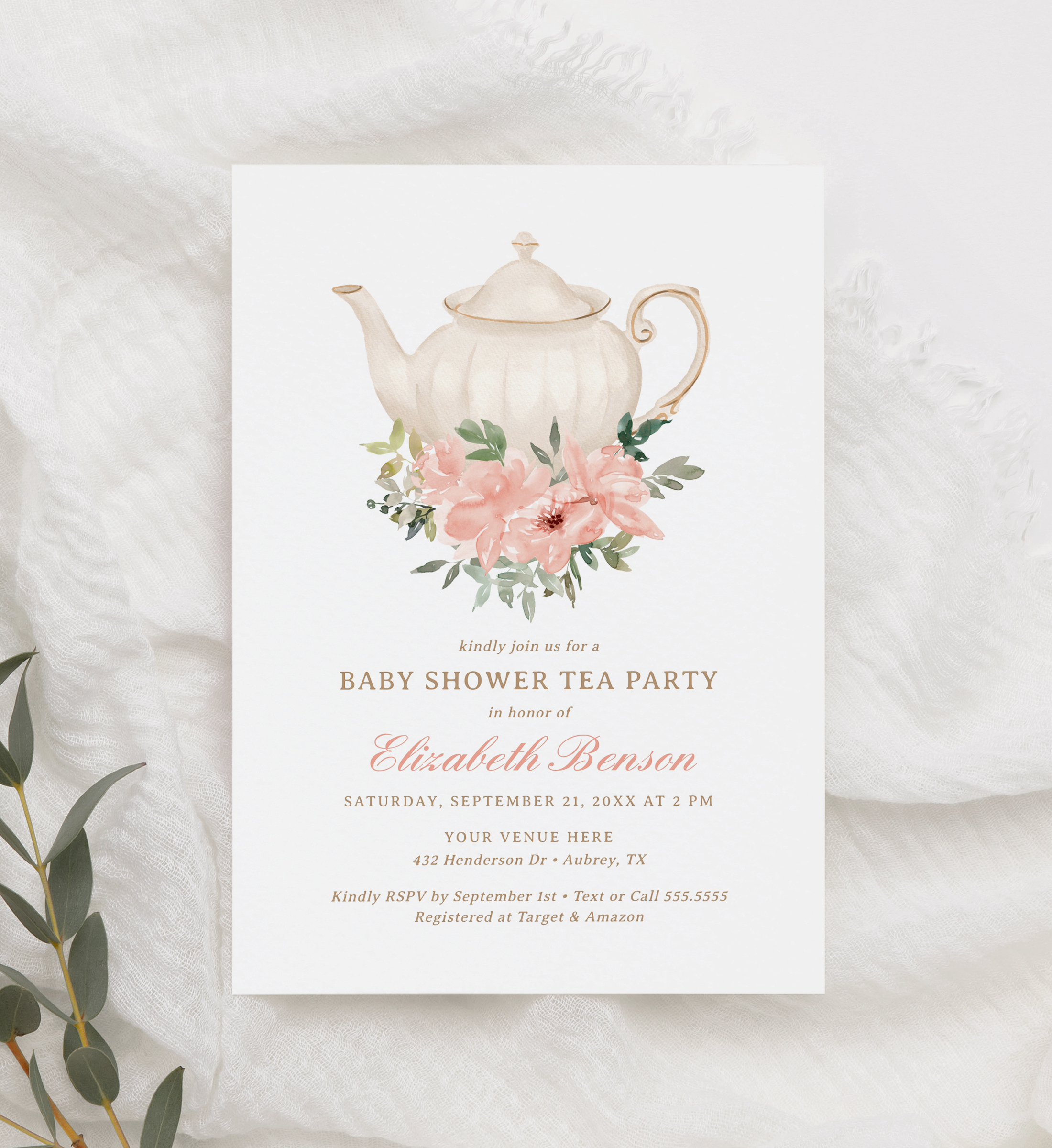 Baby Shower Invitation - Tea Party - 1053 design preview
