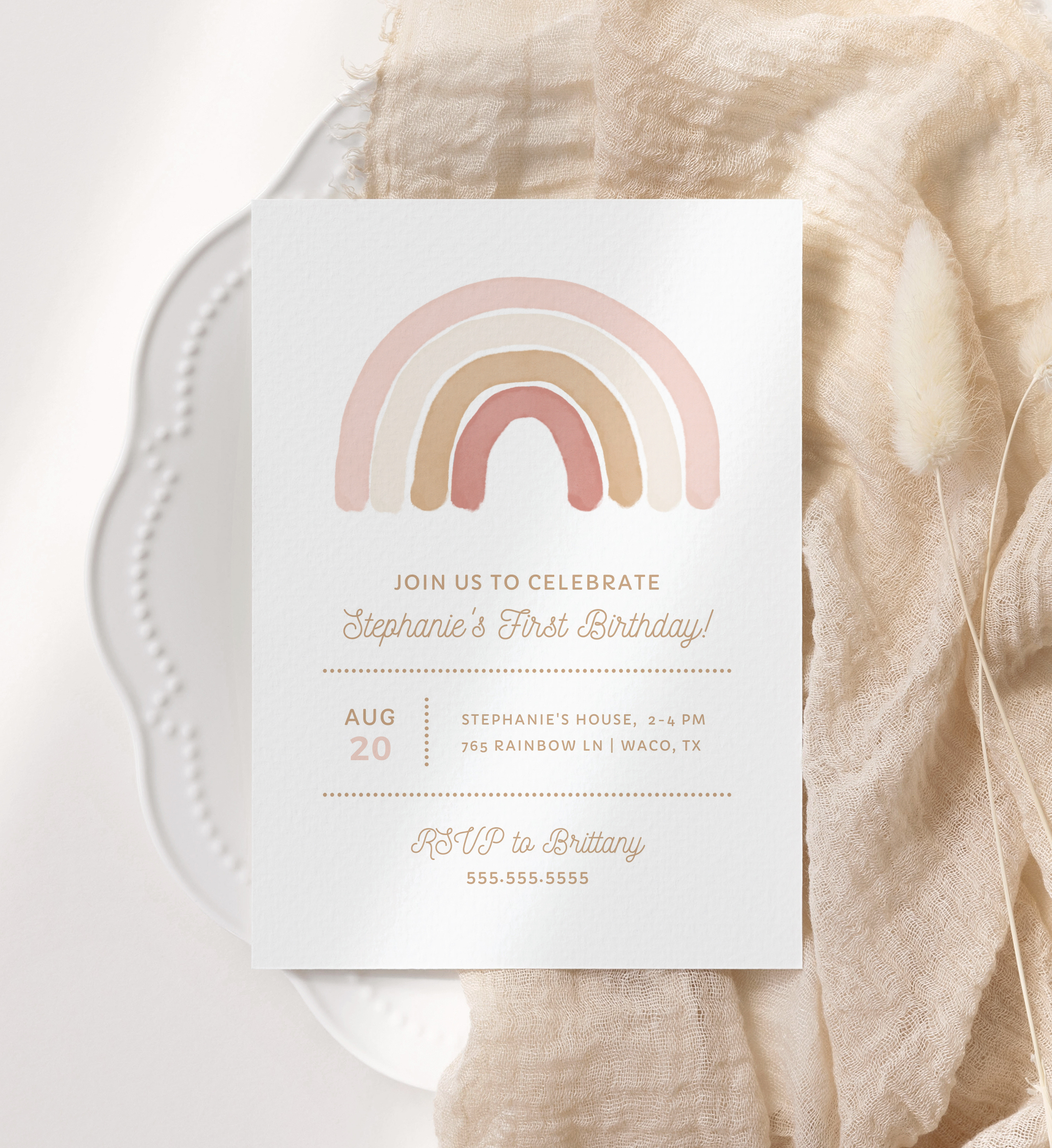 Birthday Invitation - Pink Rainbow - 9988 design preview