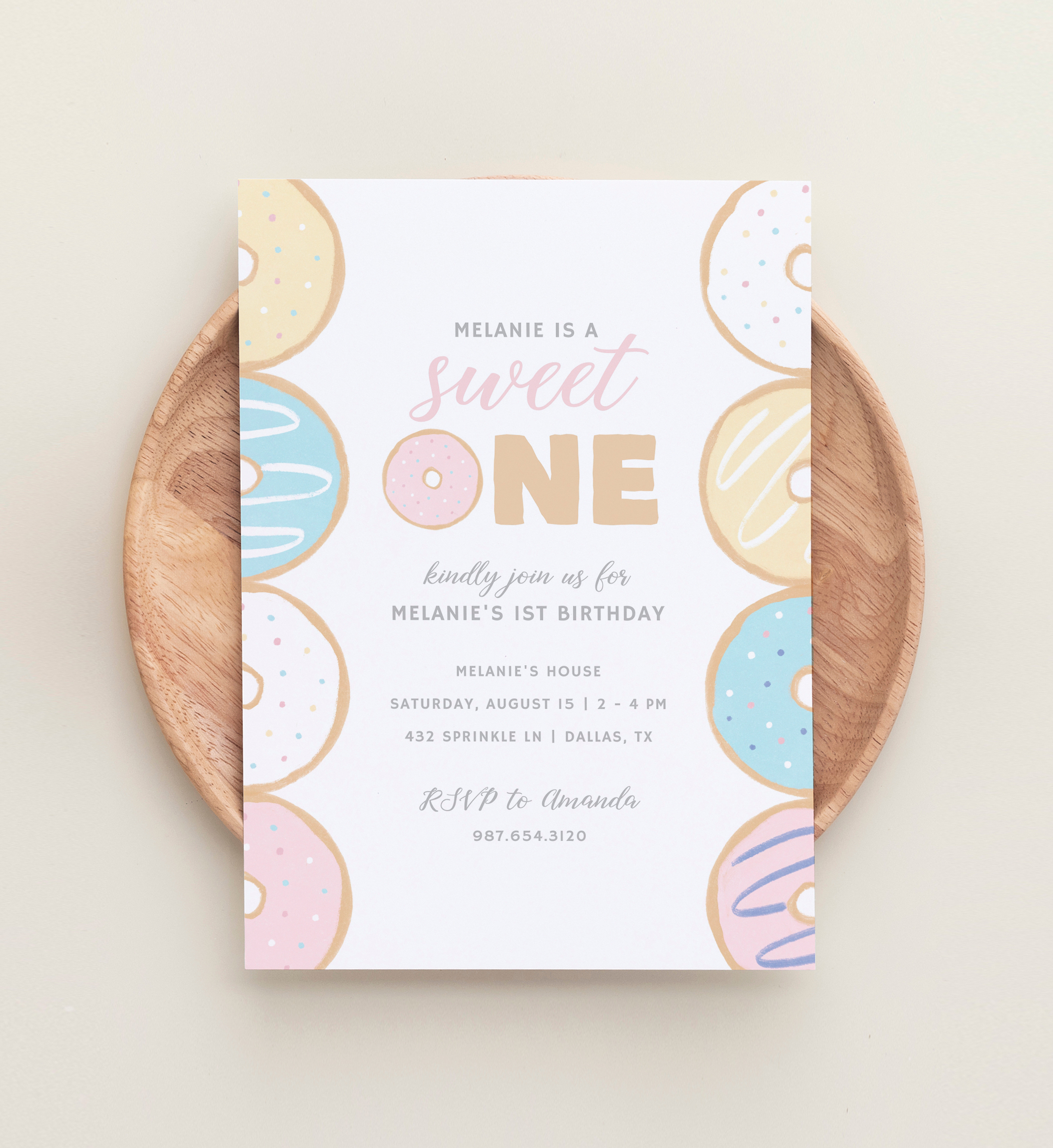 Birthday Invitation - Donuts (Sweet One) - 9993 design preview