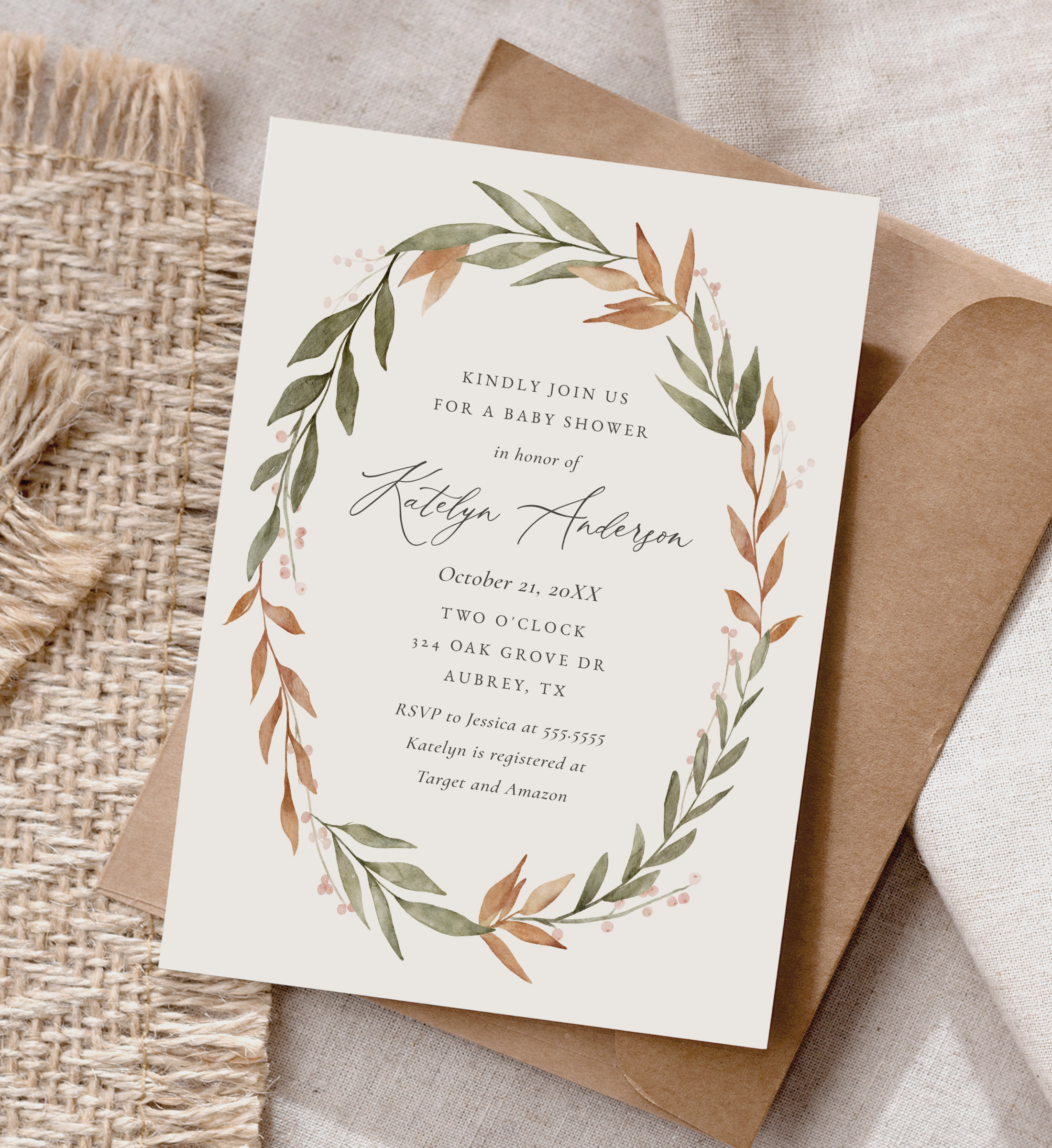 Baby Shower Invitation - Fall Foliage - 1069 design preview