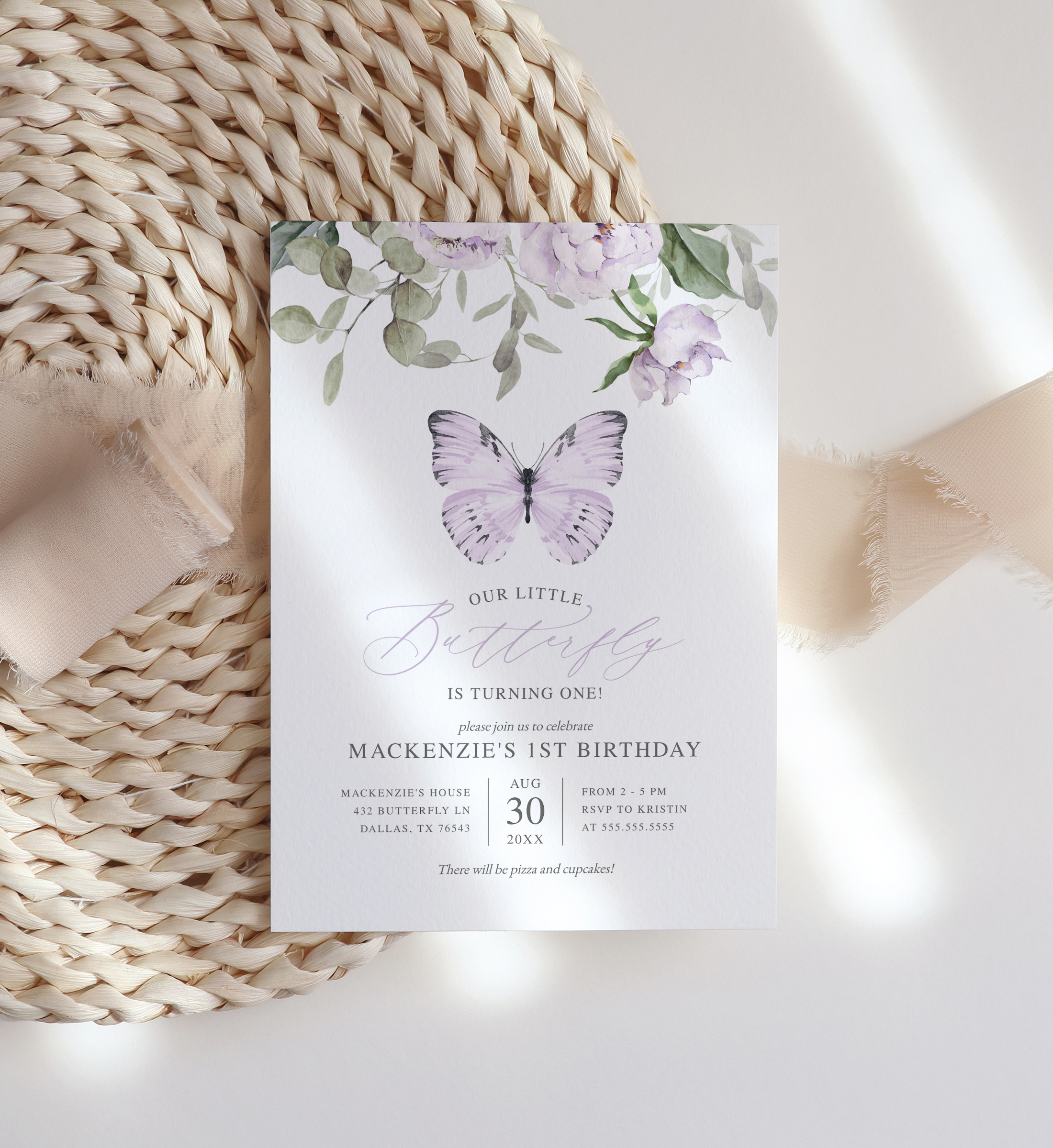 Birthday Invitation - Butterfly (Purple) - 9984 design preview