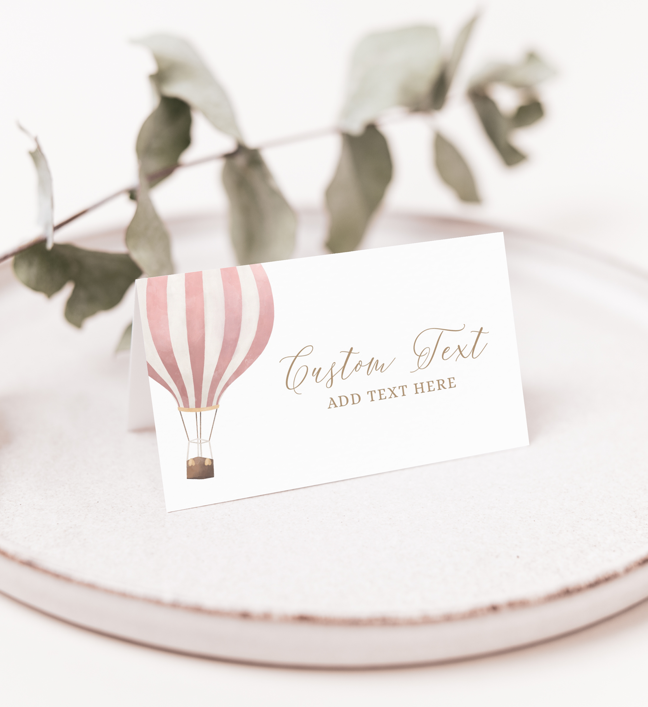 Tent Card - Pink Hot Air Balloon - 1018 design preview