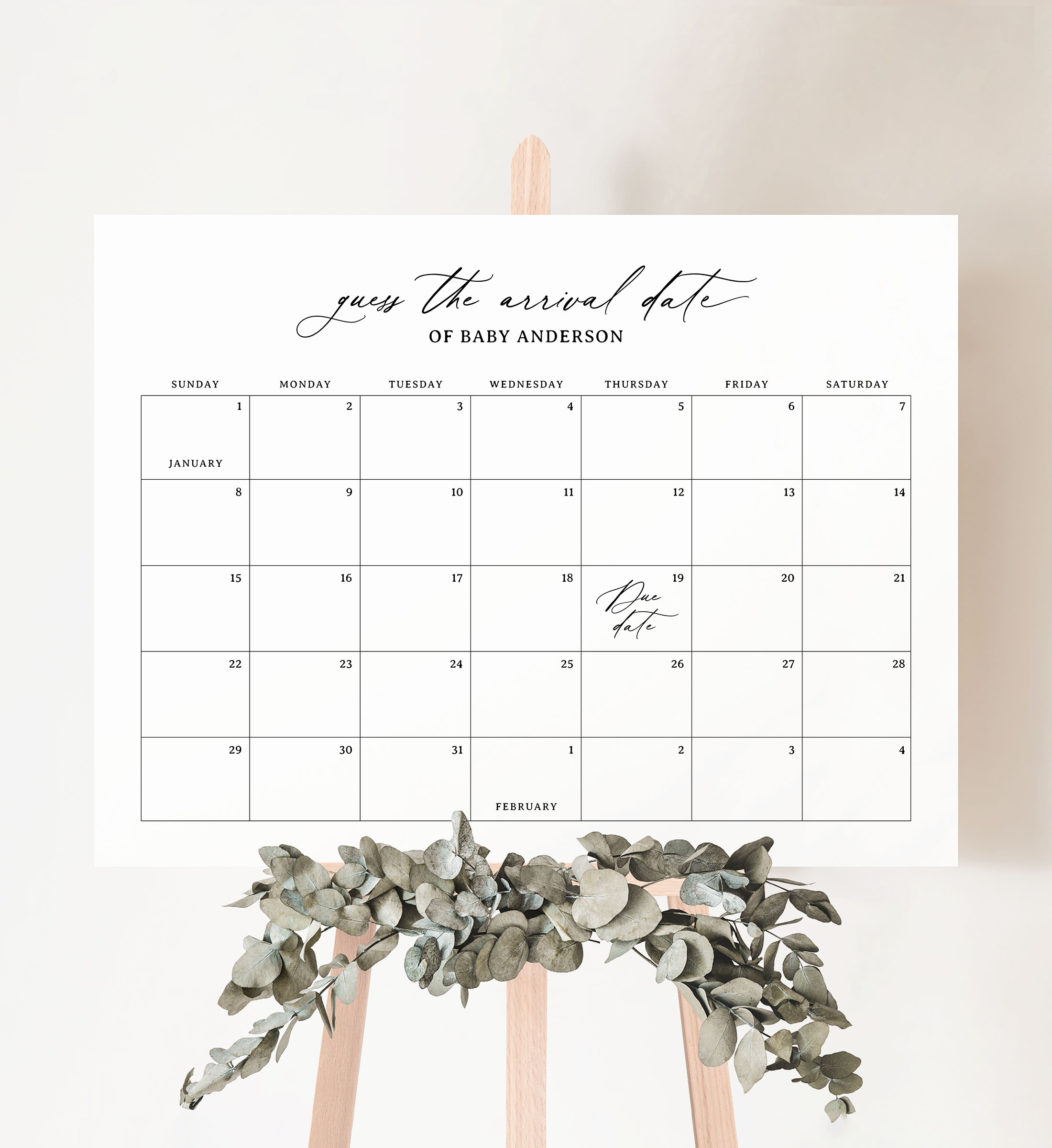Due Date Calendar - Minimal - 0000 design preview