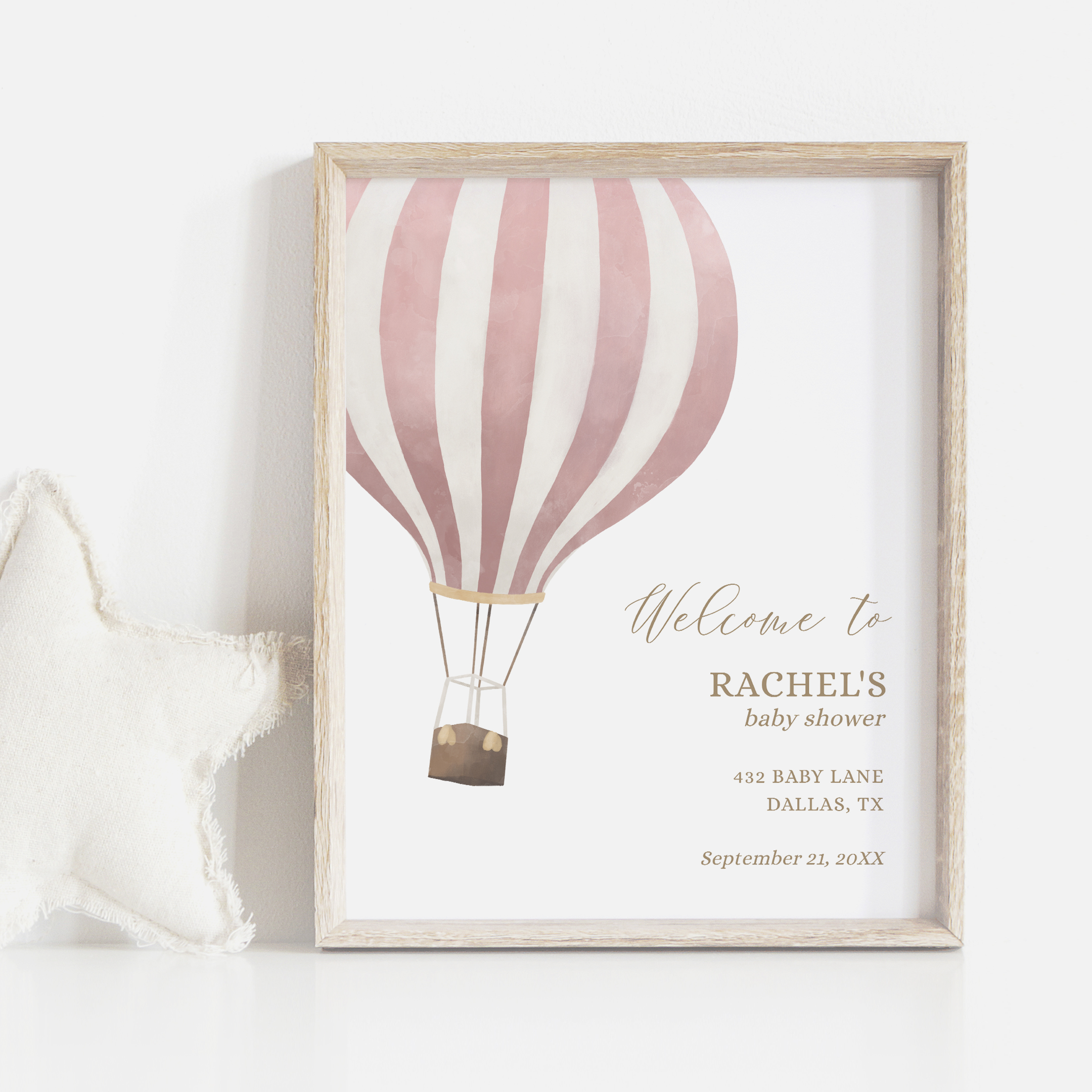 Welcome Sign - Pink Hot Air Balloon - 1018 design preview