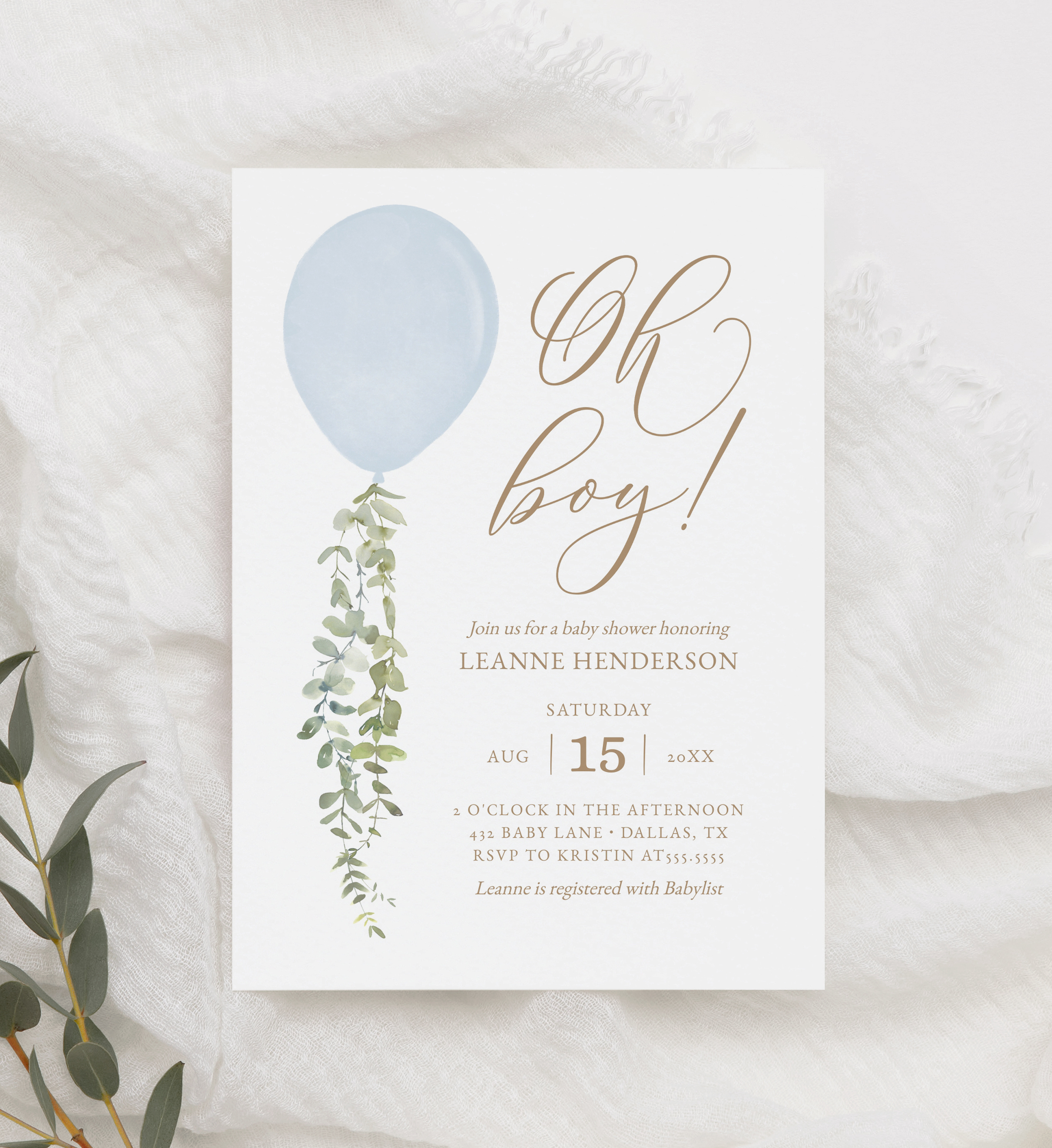Baby Shower Invitation - Blue Balloon - 1005 design preview
