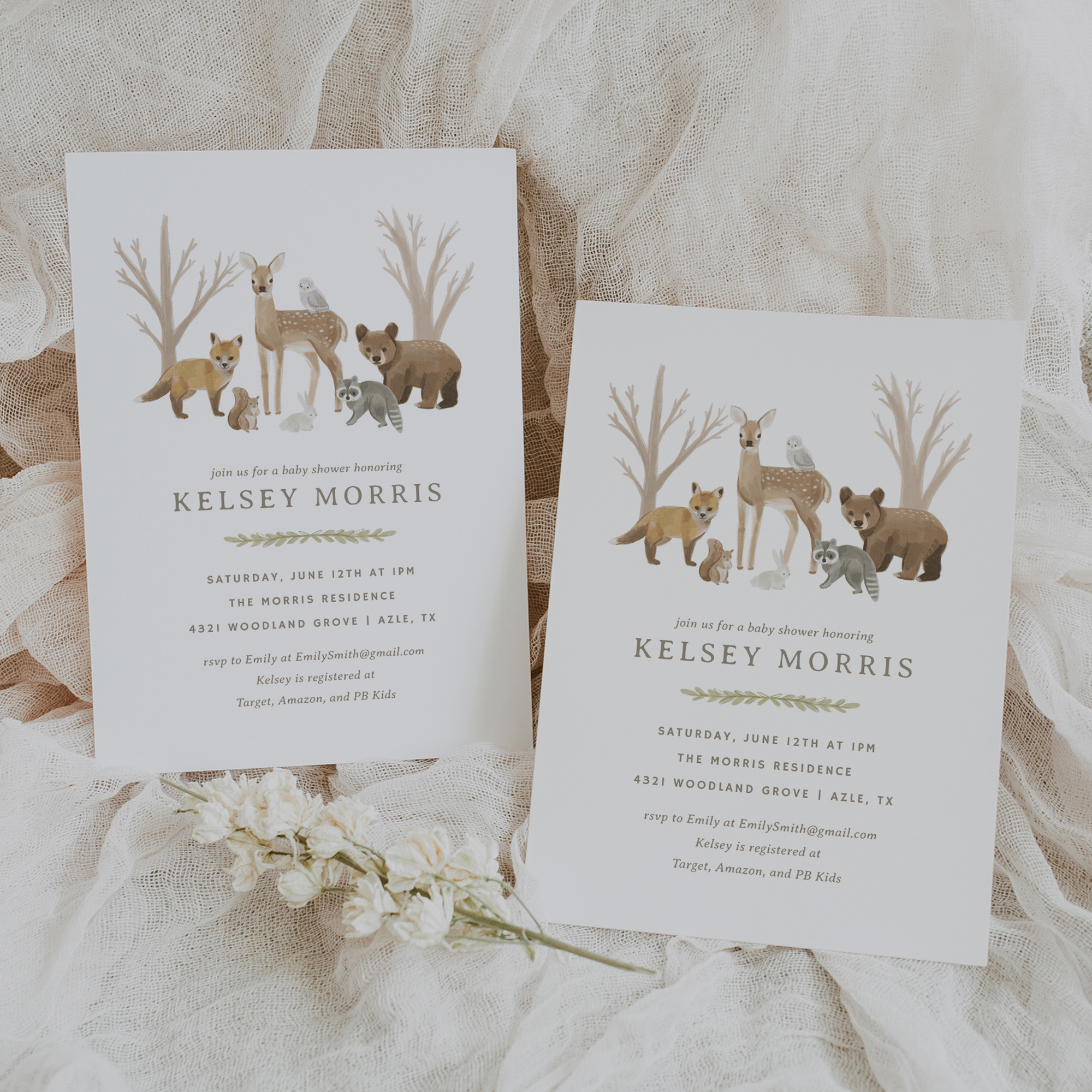 Baby Shower Invitation v2 - Woodland Babies - 1019 design preview