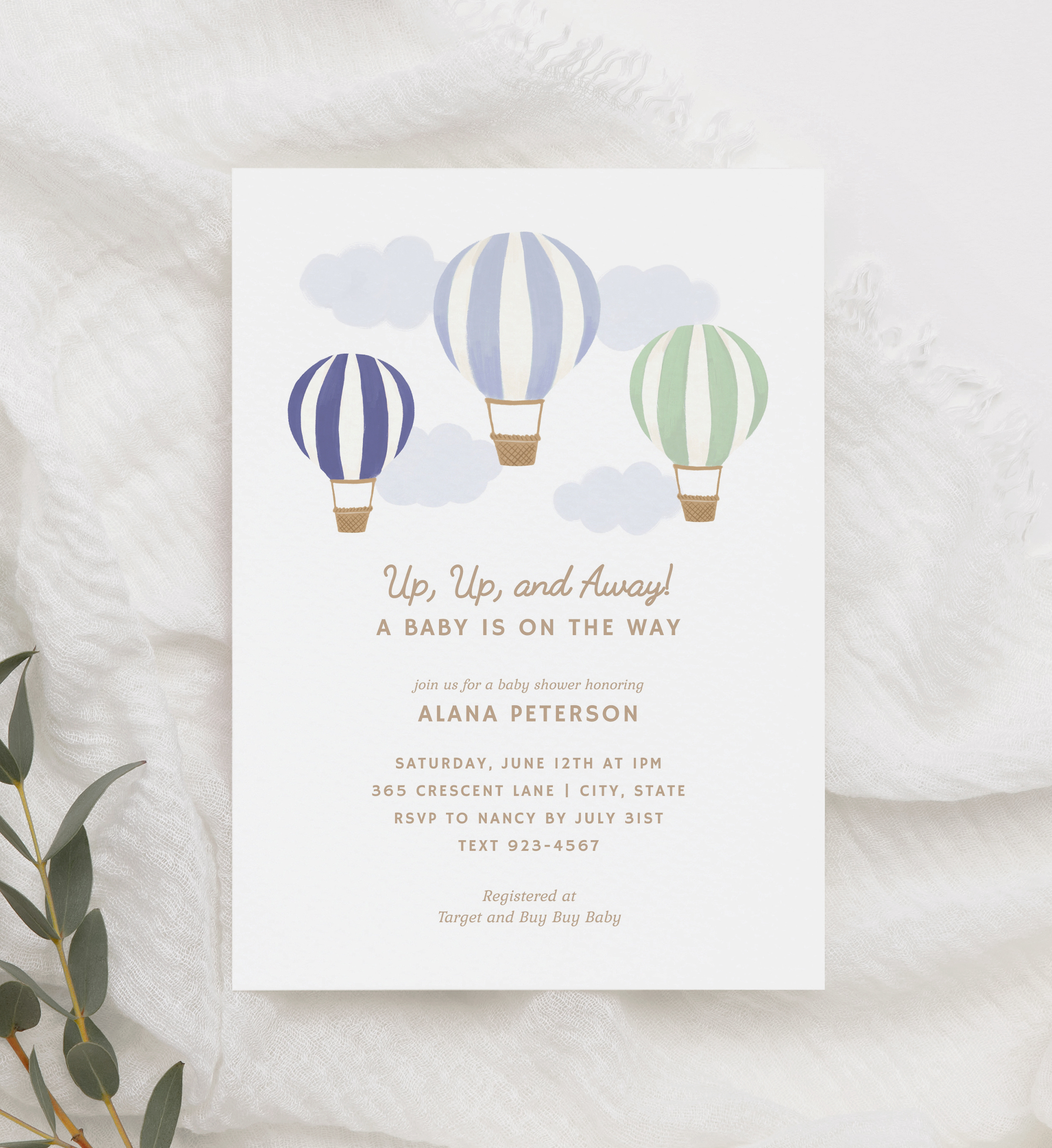 Baby Shower Invitation - Hot Air Balloons - 1003 design preview