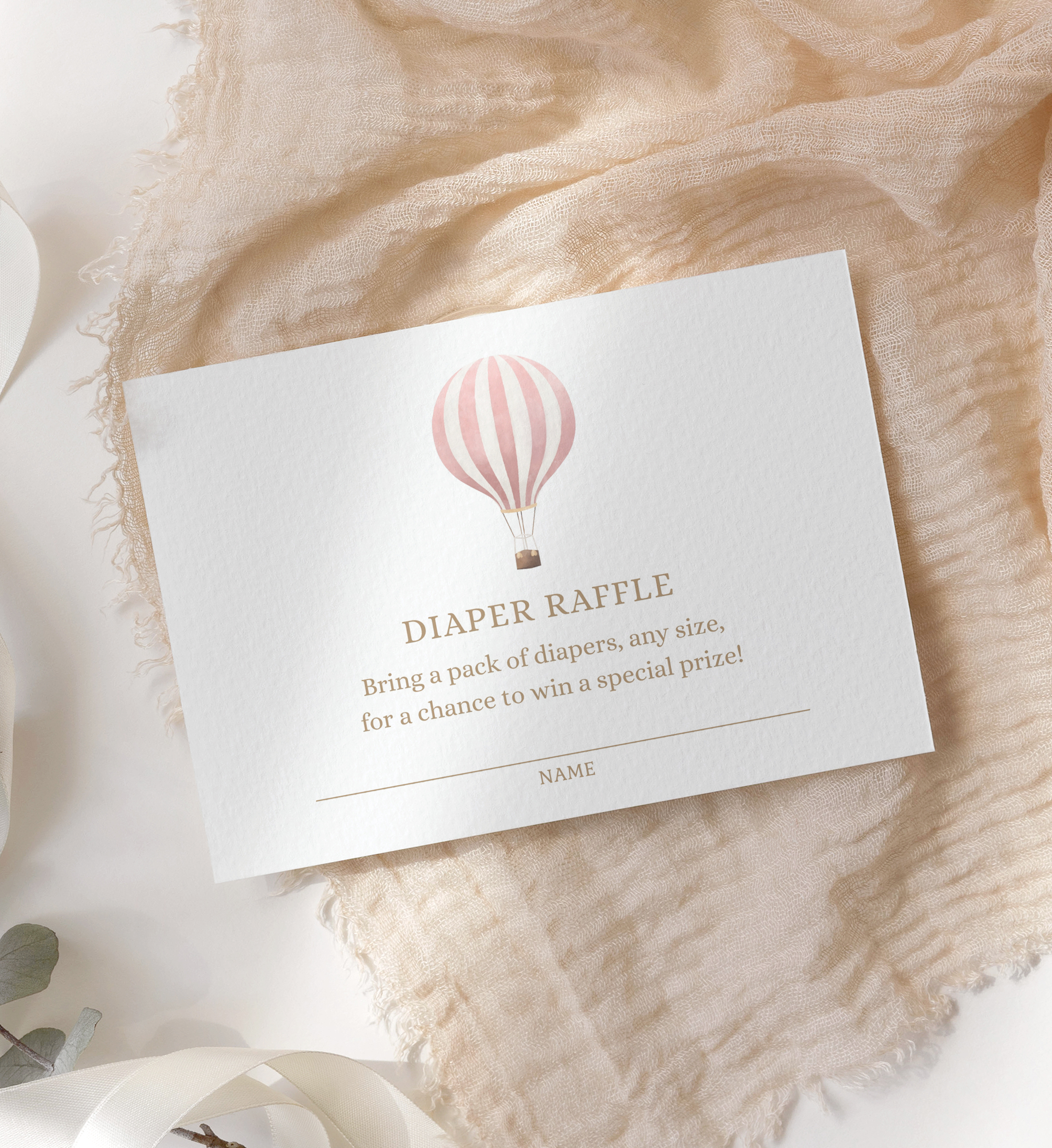 Diaper Raffle Ticket - Pink Hot Air Balloon - 1018 design preview