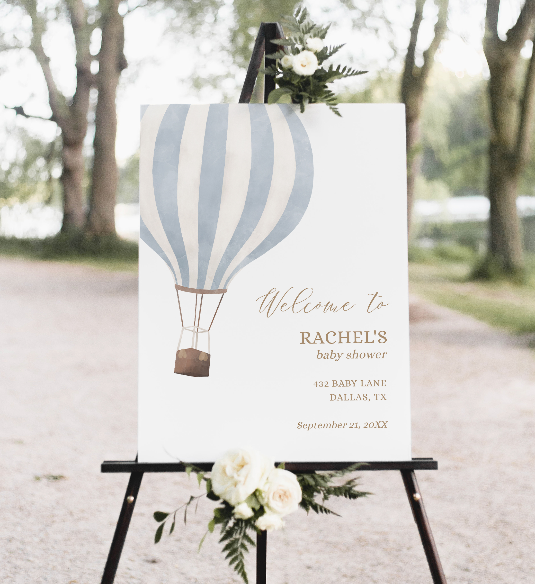Welcome Sign - Blue Hot Air Balloon - 1016 design preview