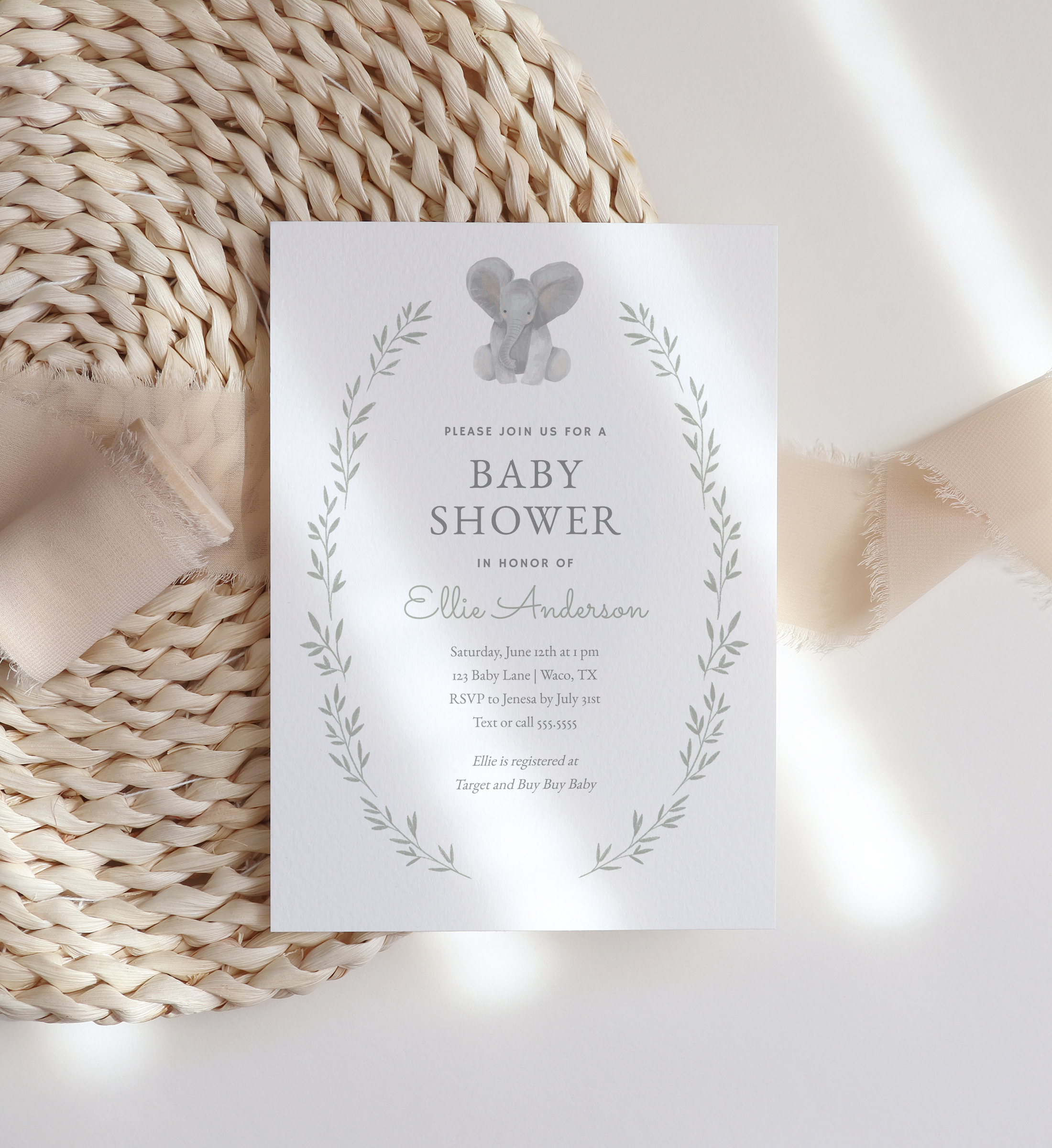 Baby Shower Invitation - Elephant - 1024 design preview