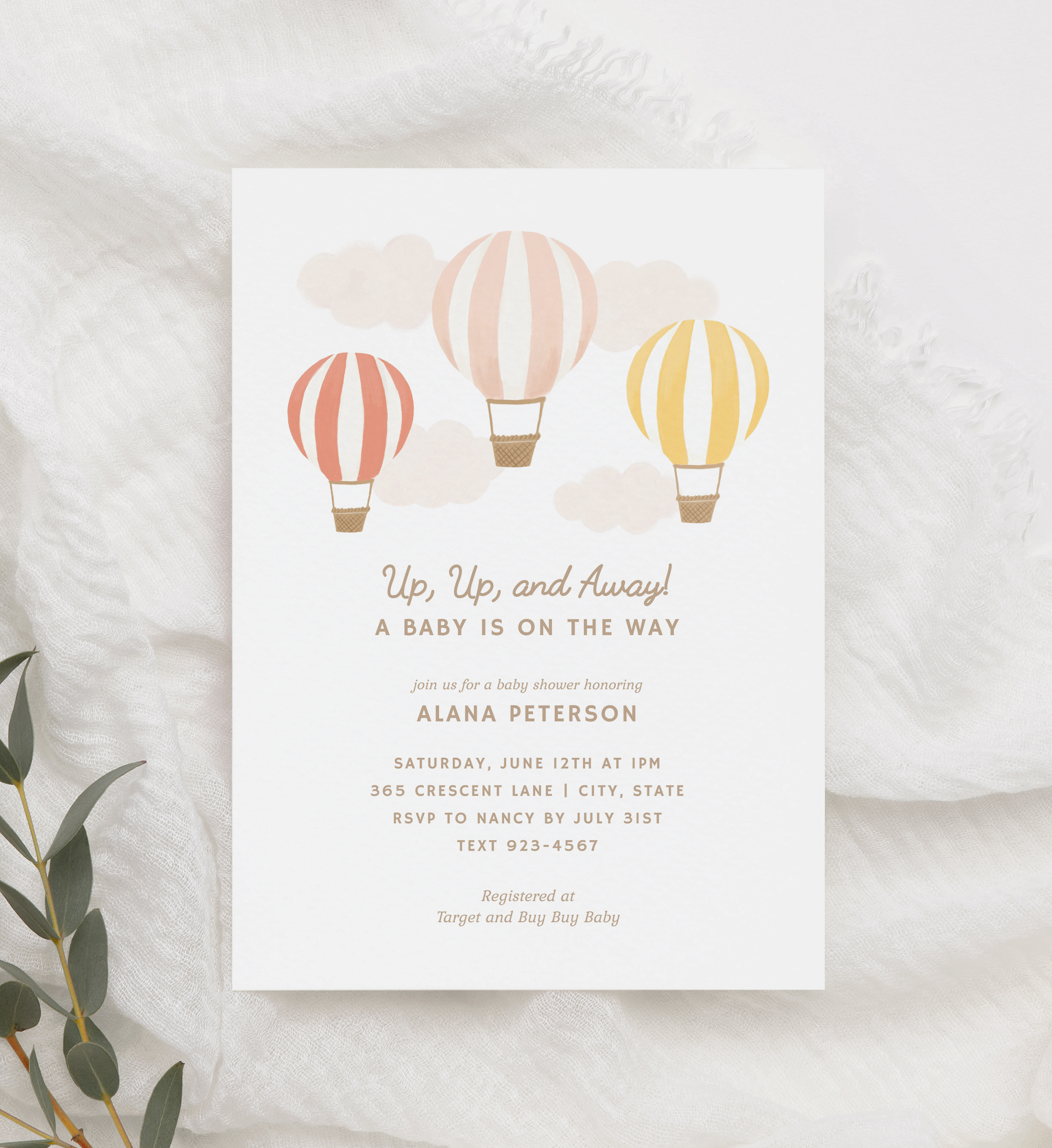 Baby Shower Invitation - Hot Air Balloons - 1004 design preview