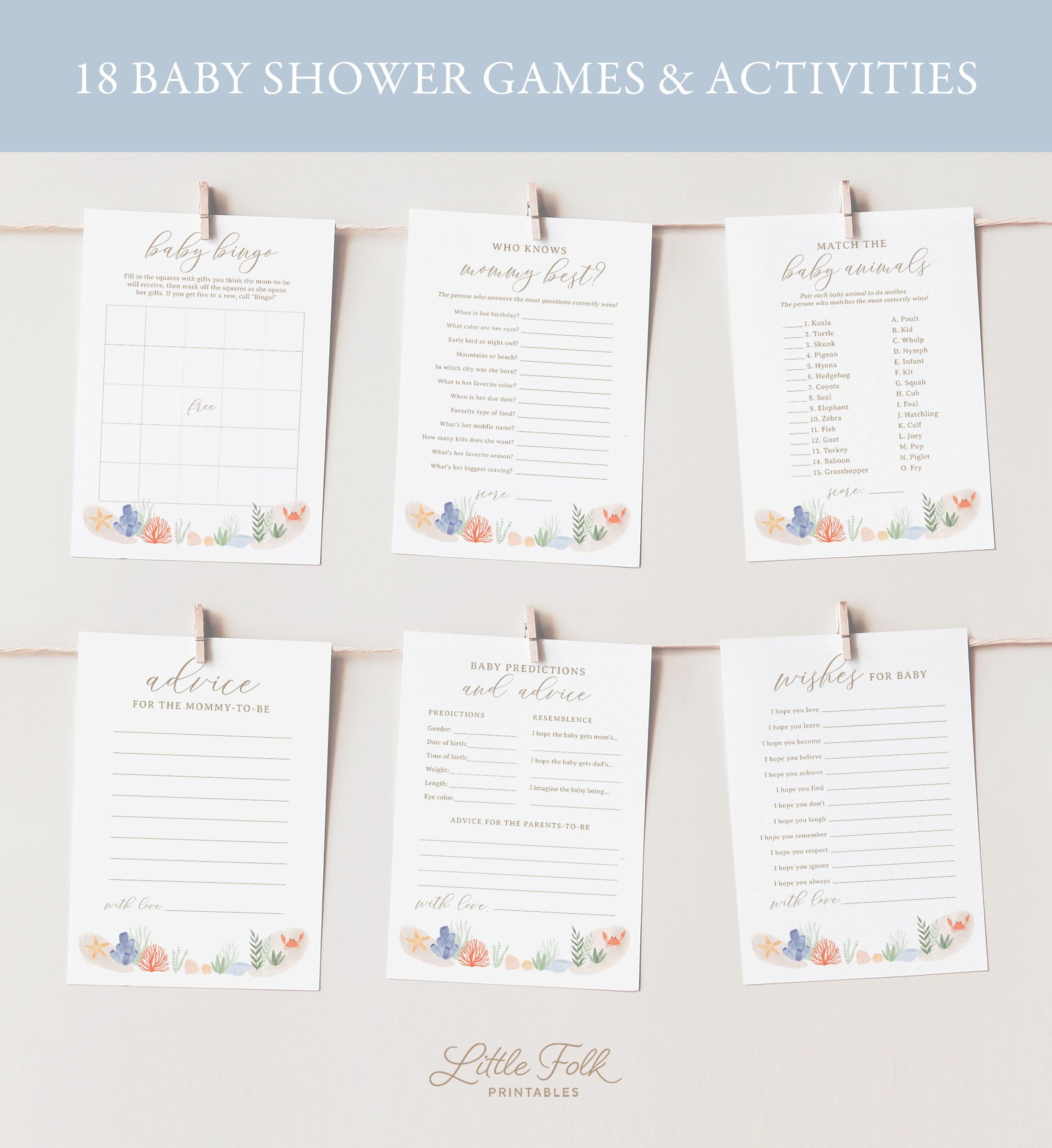 Baby Shower Games - Under the Sea - 1002 design preview