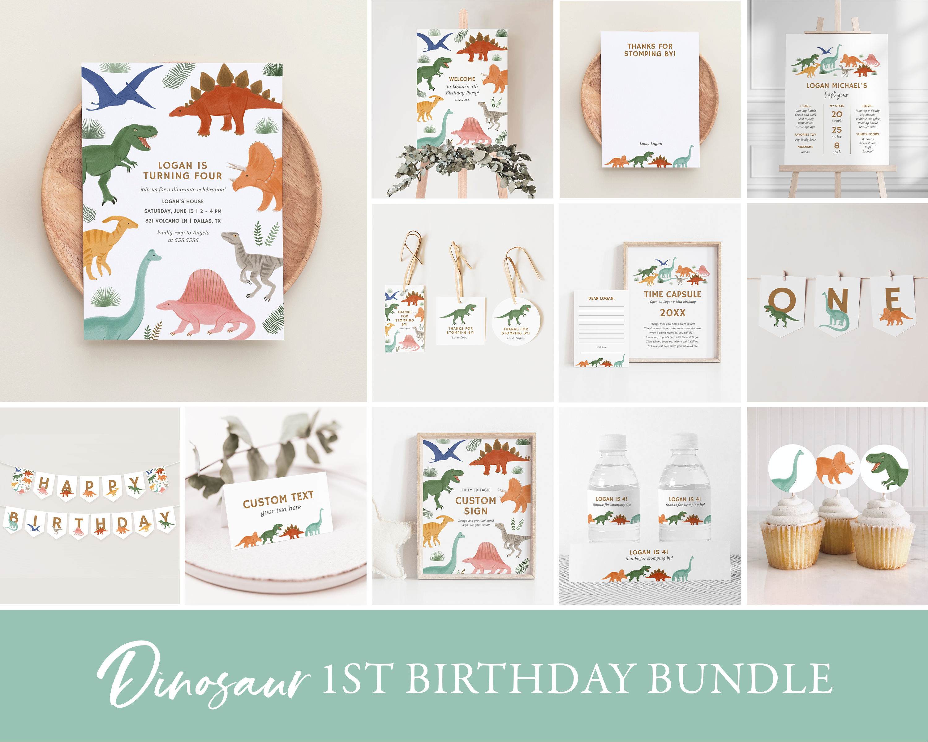 1st Birthday Bundle - Dinosaurs - 9994 design preview