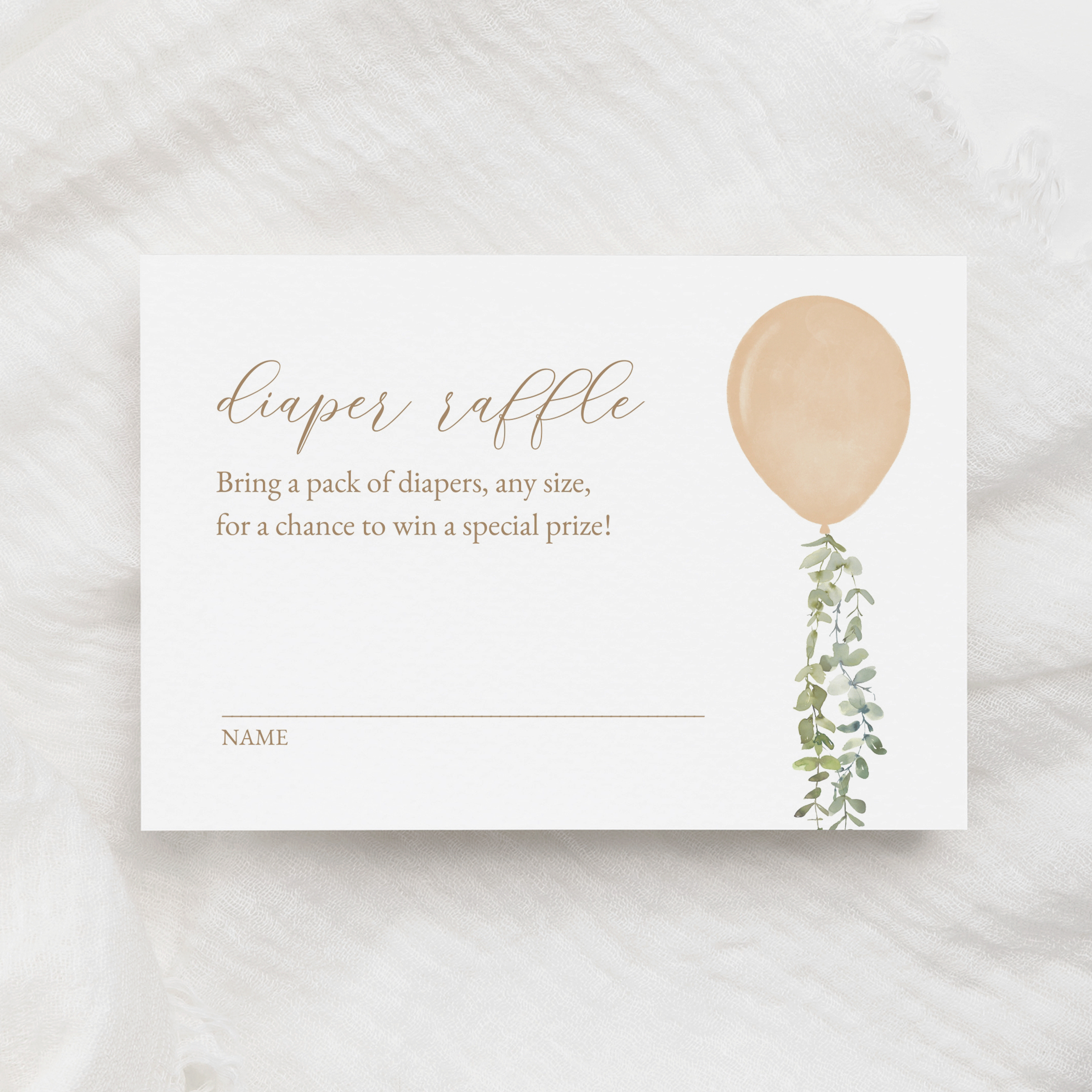 Diaper Raffle Ticket - Gold Balloon - 1010 design preview