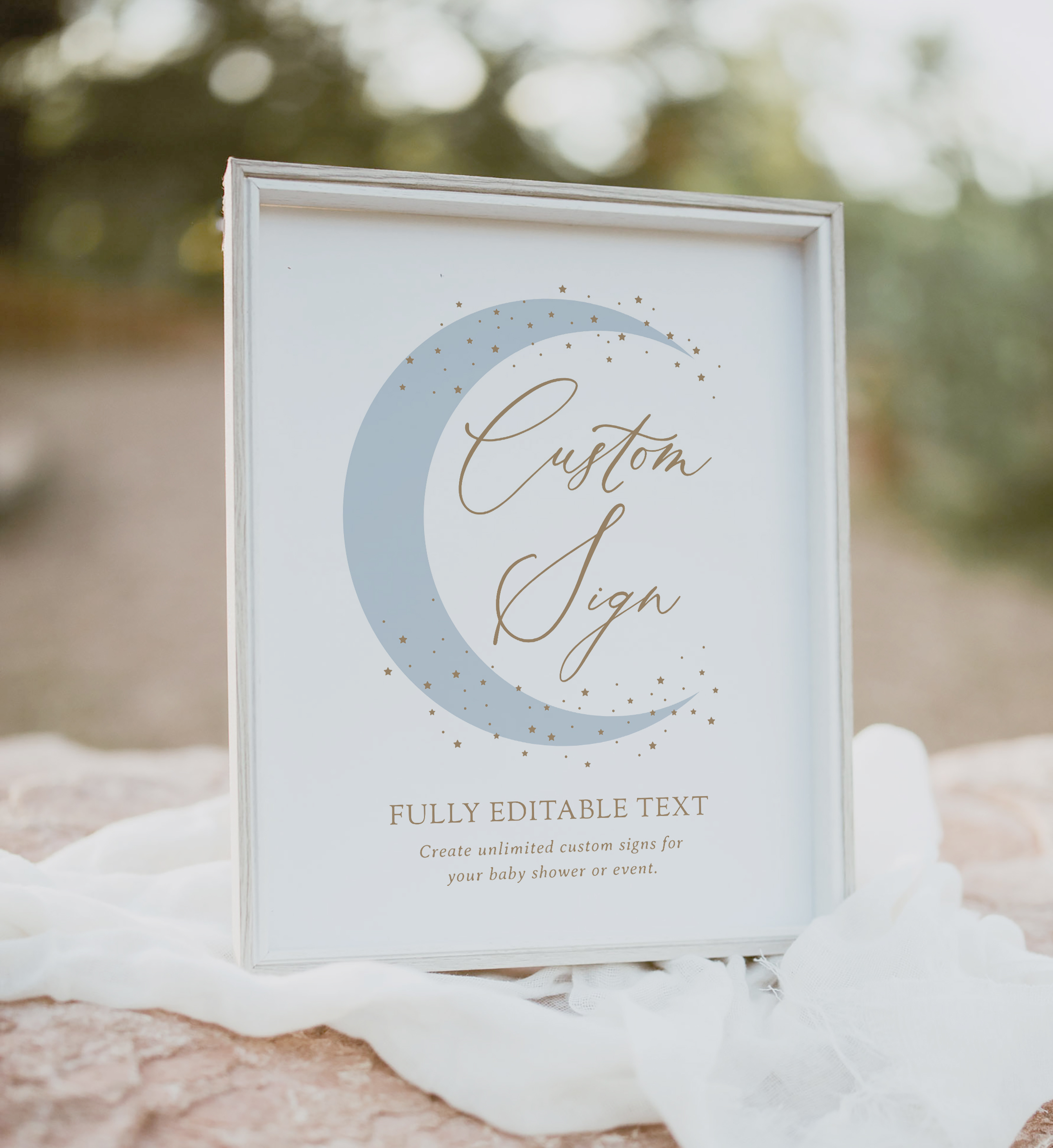 Custom Sign - Over the Moon (Blue) - 1076a design preview