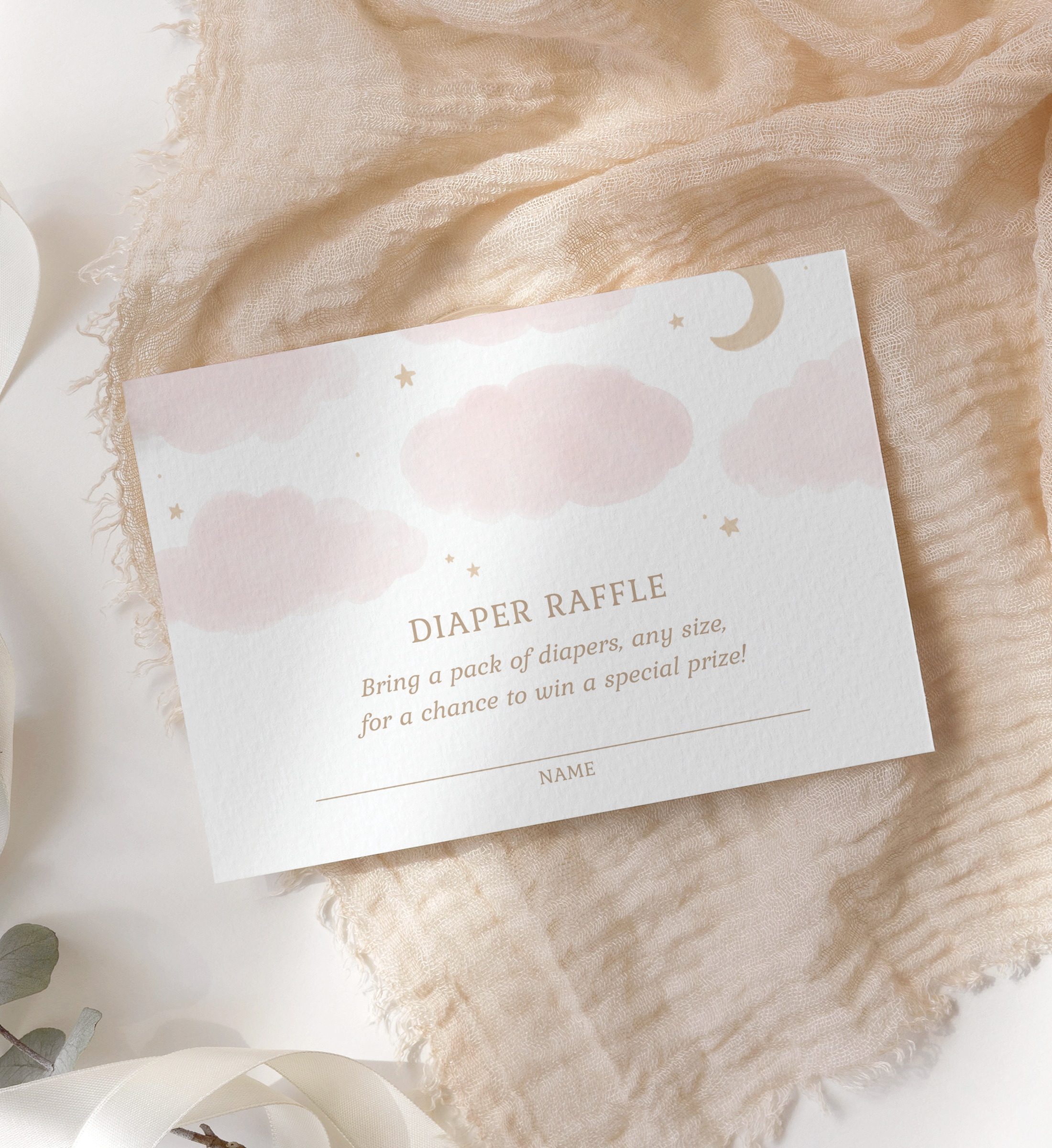 Diaper Raffle Ticket - Cloud and Stars - 1020 design preview