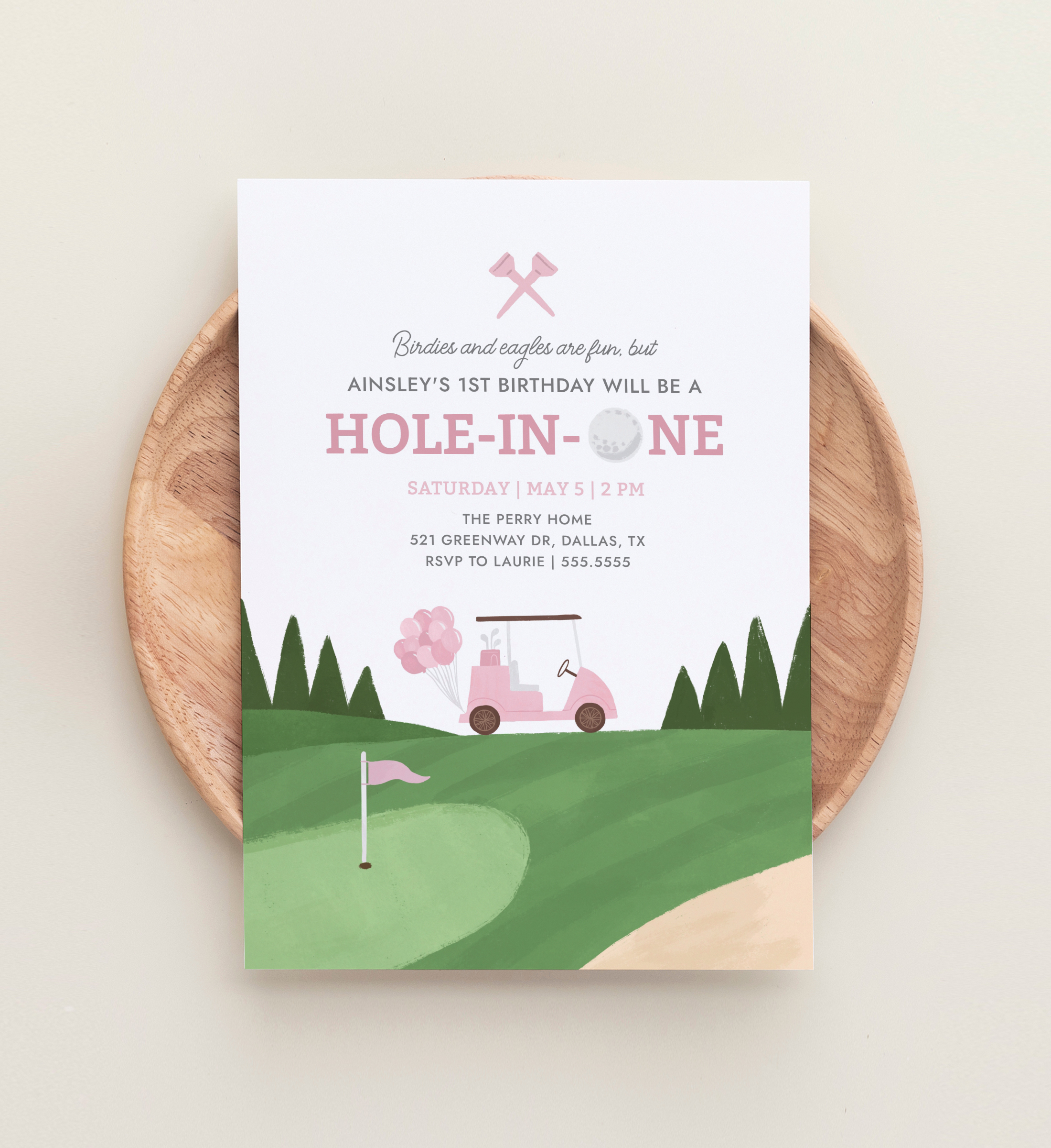 Birthday Invitation - Golf (Pink) - 9974 design preview