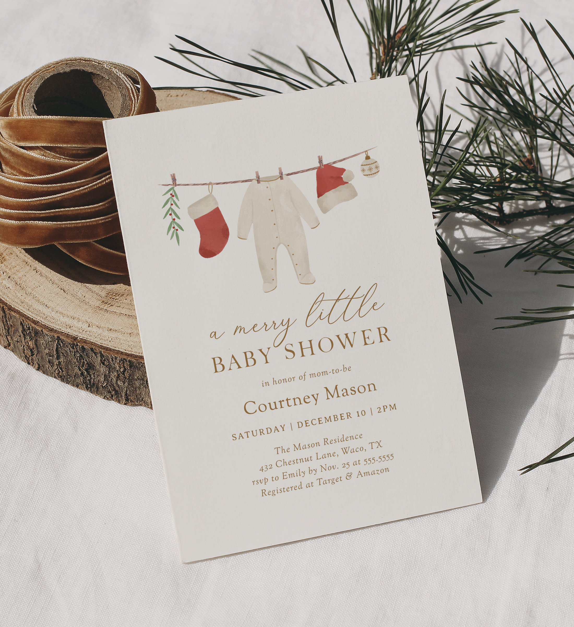 Baby Shower Invitation - Merry Little Baby Shower - 1075 design preview