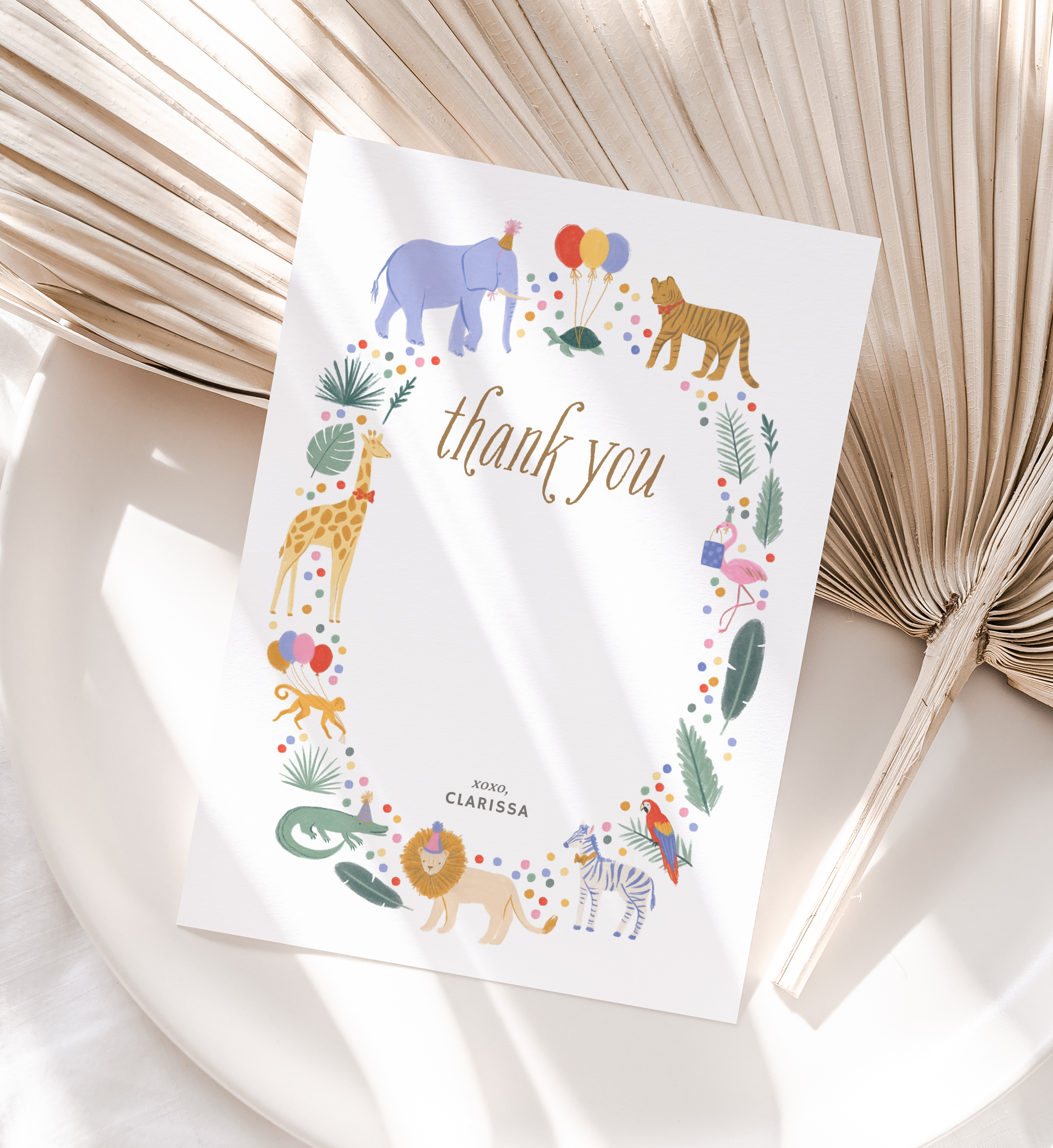 Flat Thank You Card - Jungle Party - 9989 design preview