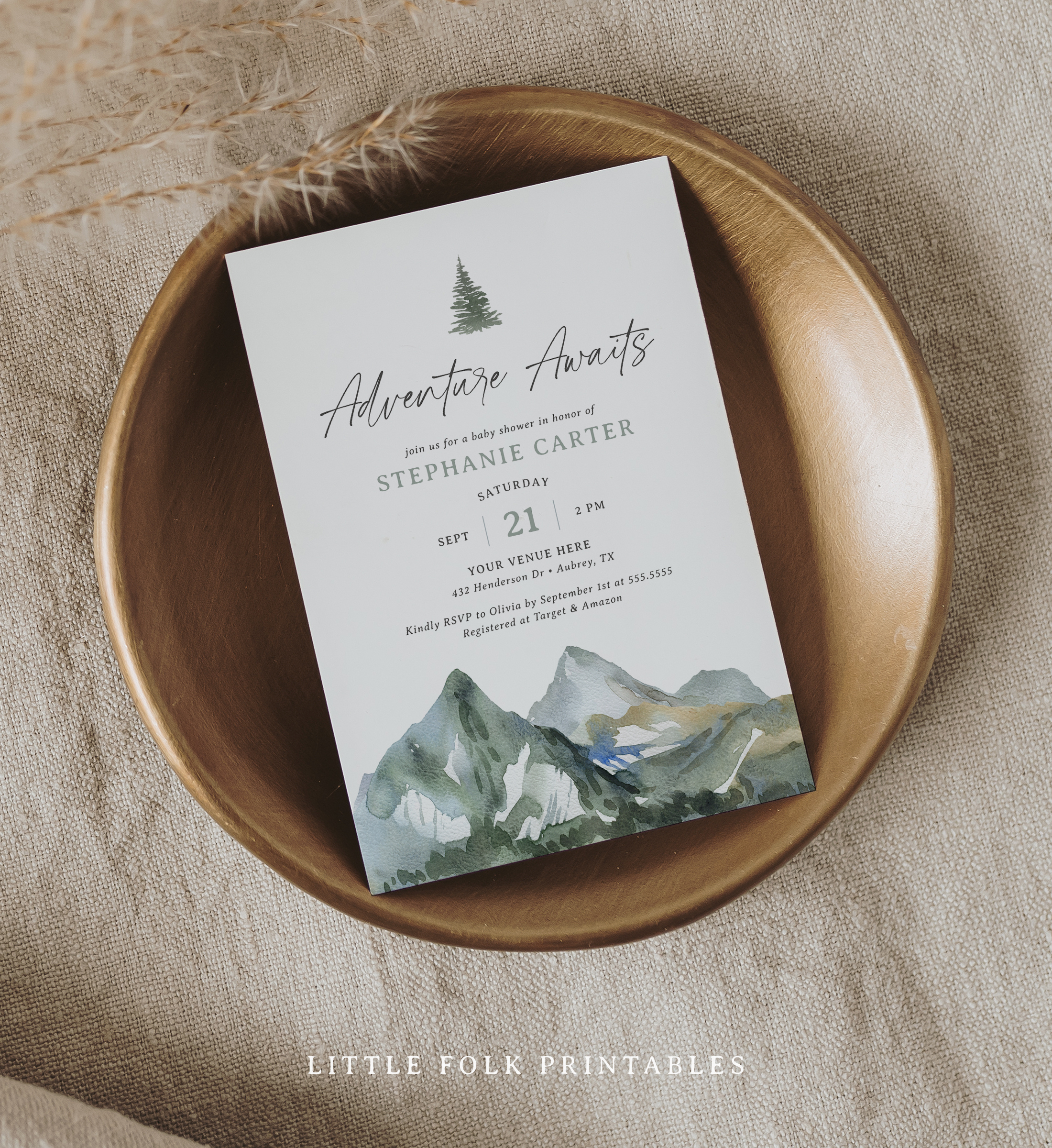 Baby Shower Invitation (Adventure Awaits) - Mountains - 1054 design preview