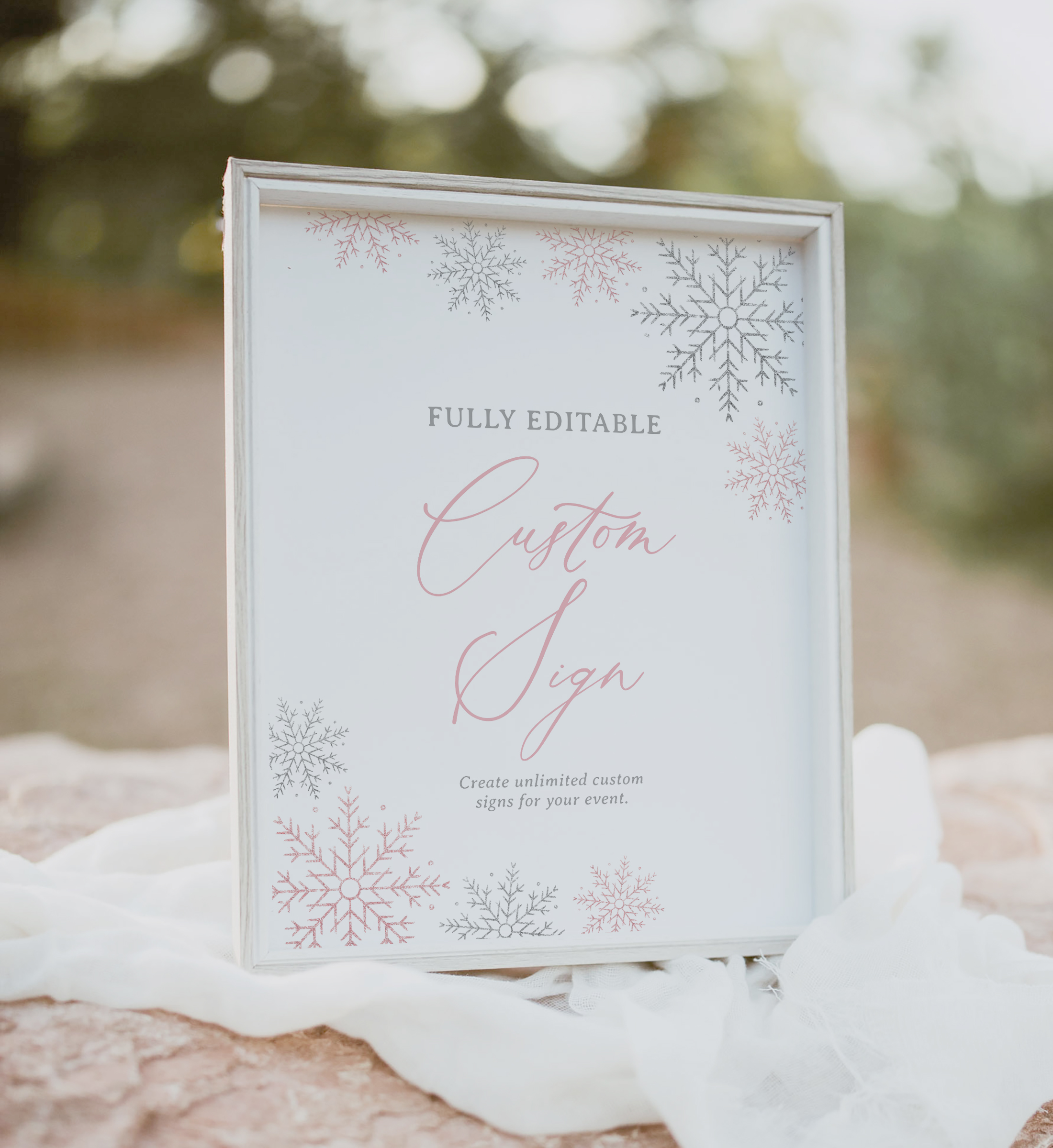 Custom Sign - Winter Onederland (Pink) - 9960 design preview