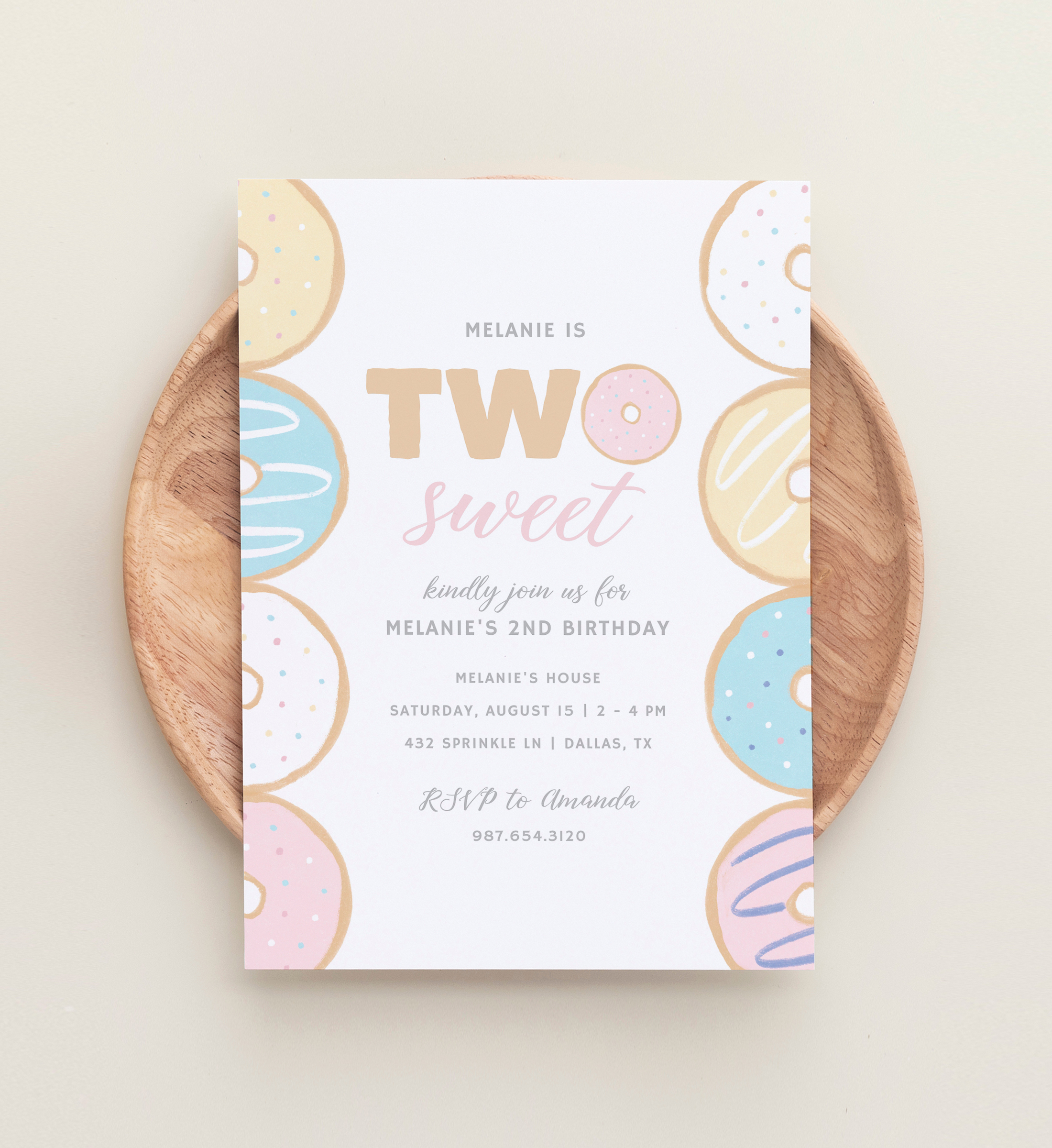 Birthday Invitation - Donuts (Two Sweet) - 9993 design preview