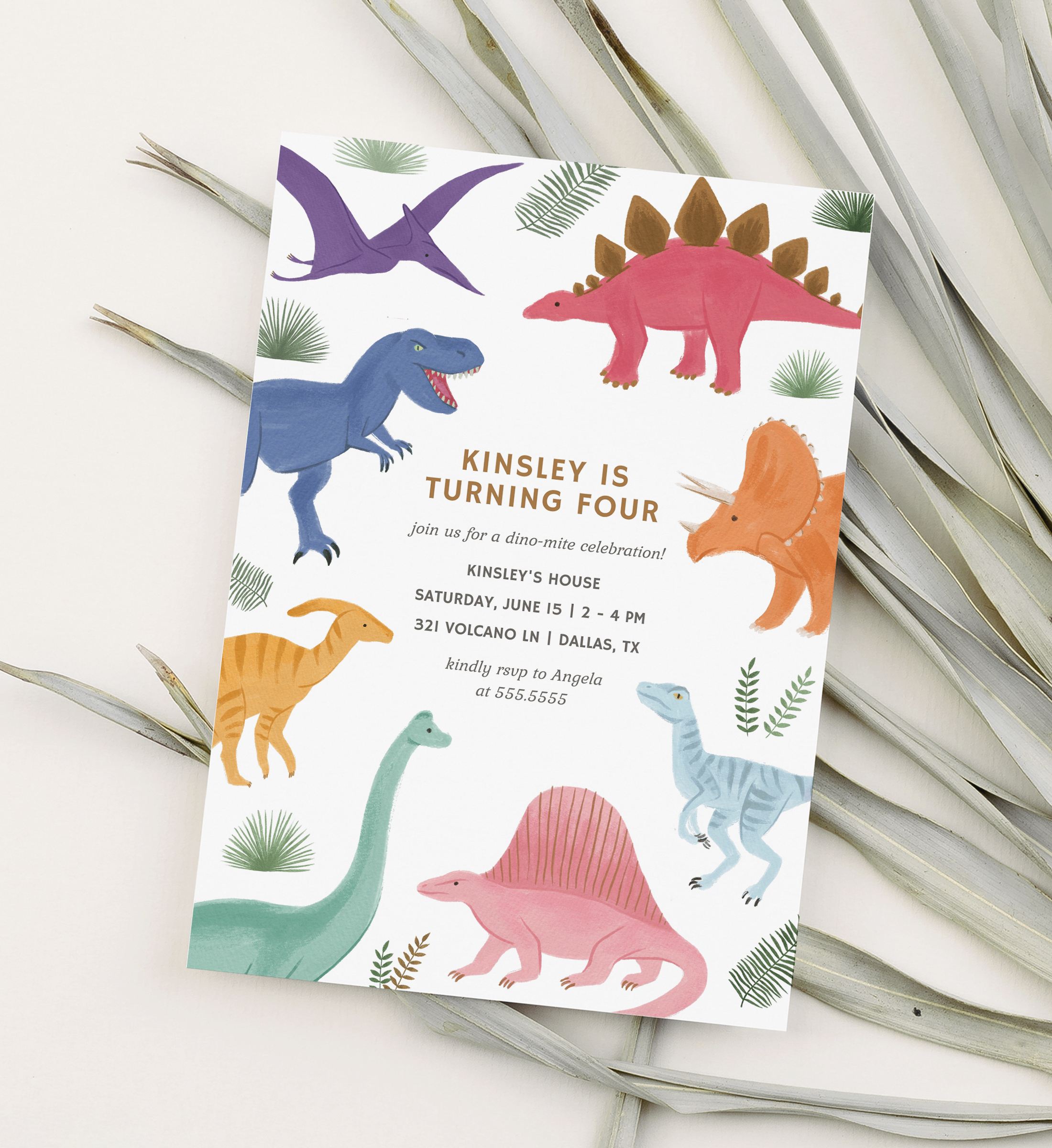 Birthday Invitation - Pastel Dinosaurs - 9964 design preview