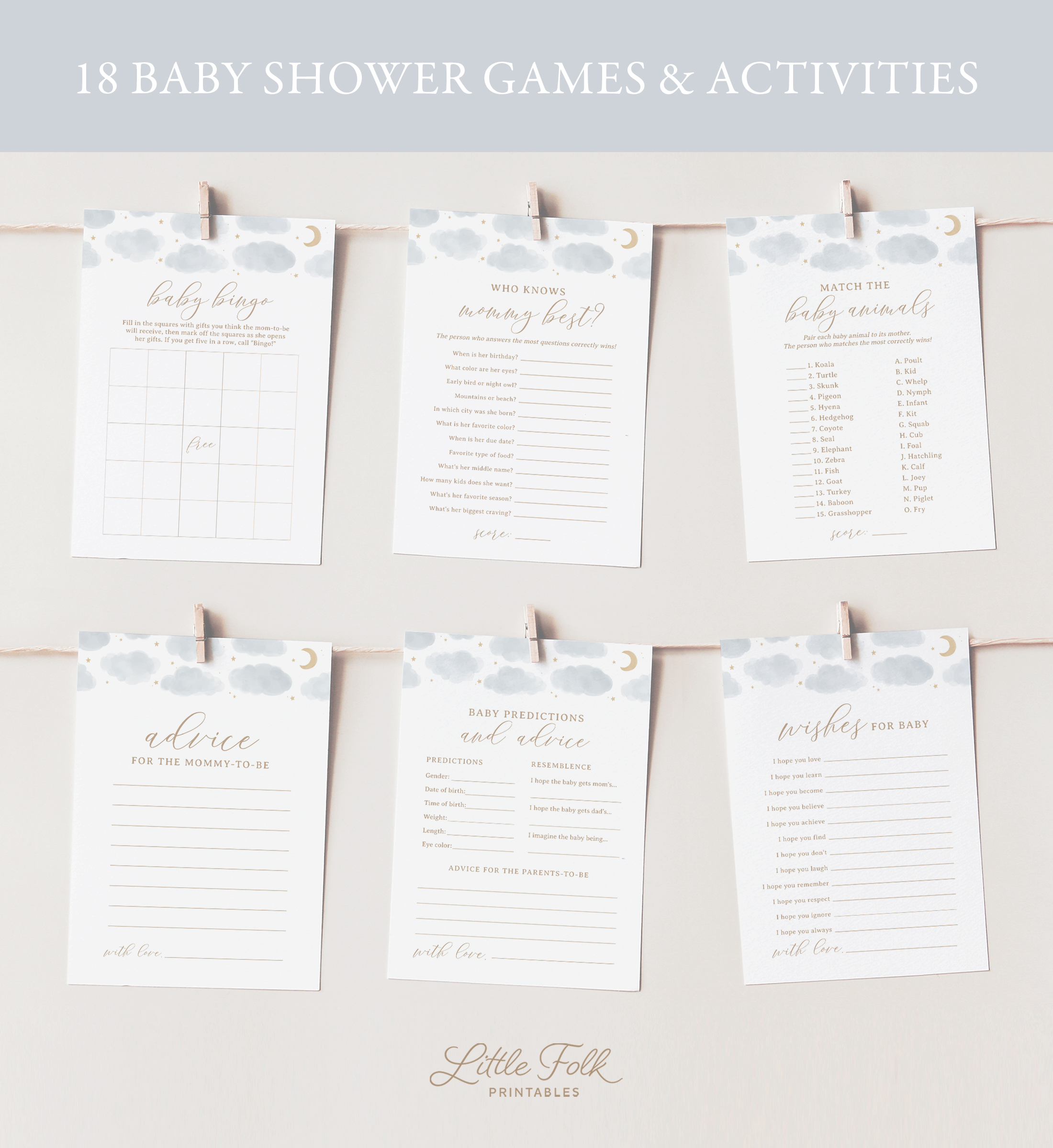 Baby Shower Games - Over the Moon - 1006 design preview