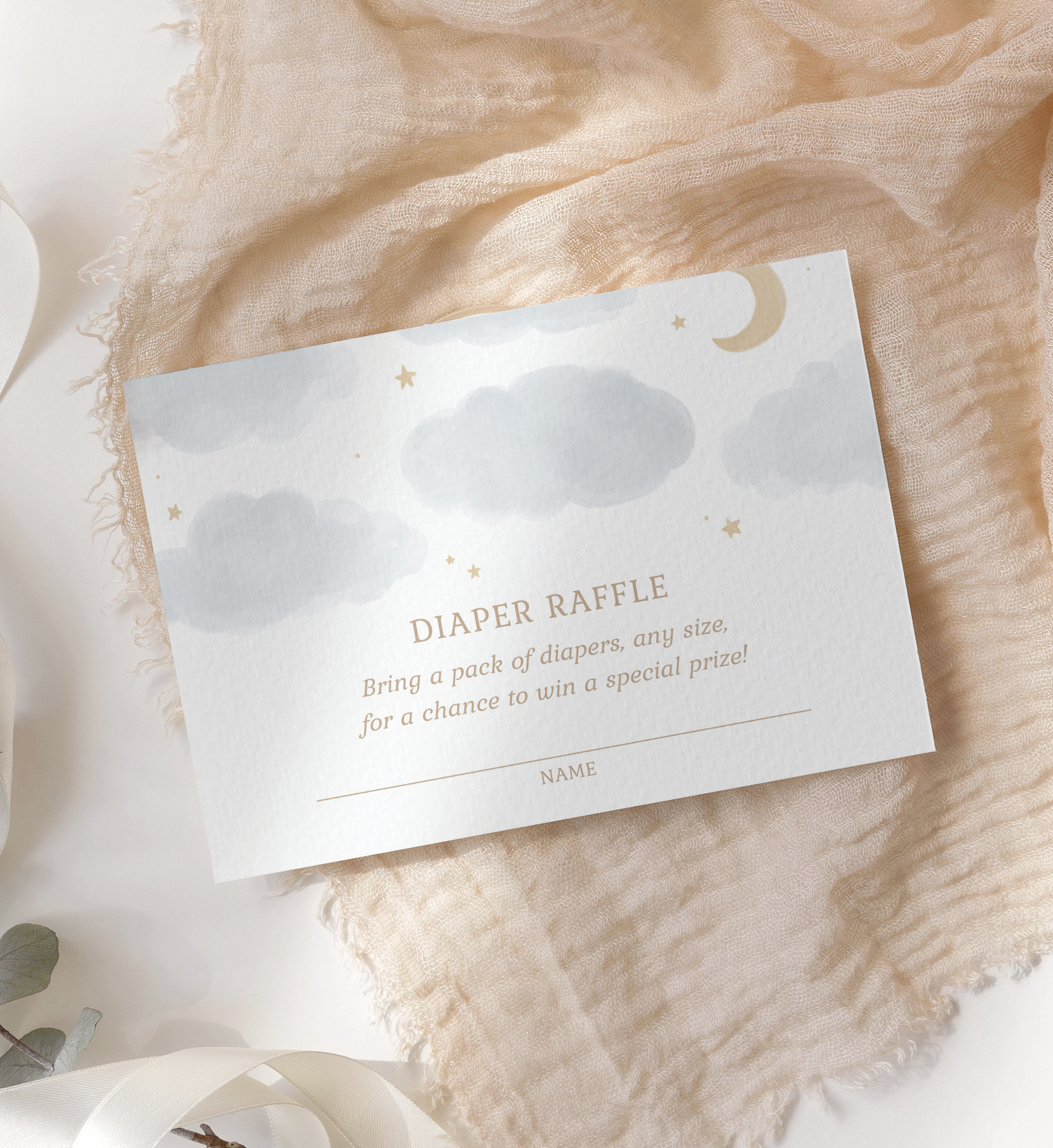Diaper Raffle Ticket - Cloud and Stars - 1006 design preview