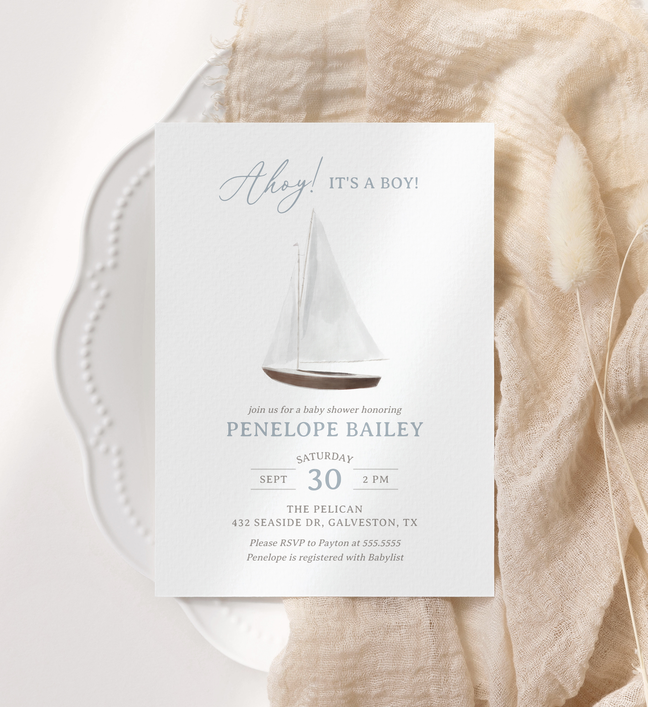 Baby Shower Invitation - Nautical - 1030 design preview