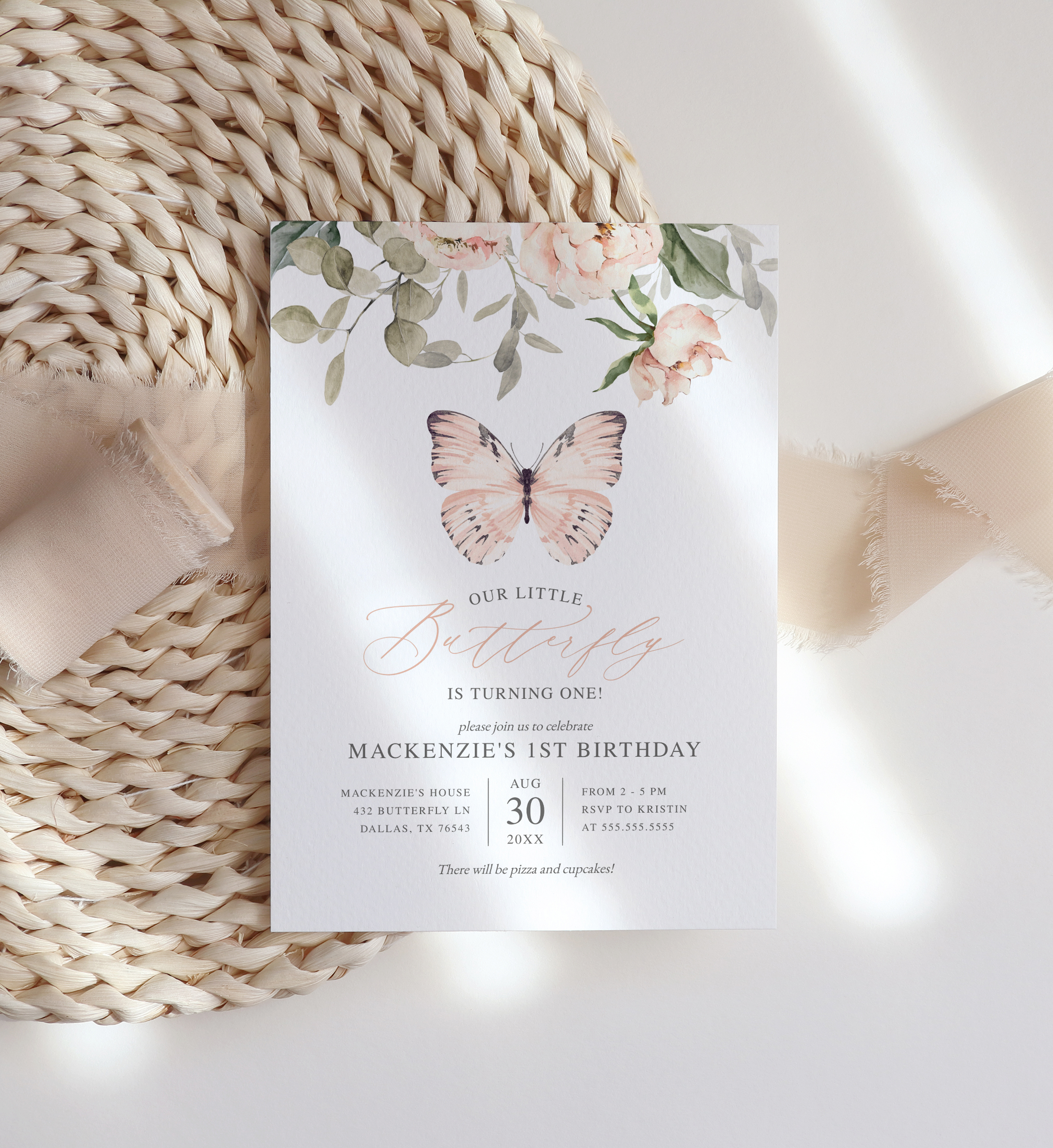 Birthday Invitation - Butterfly (Pink) - 9983 design preview