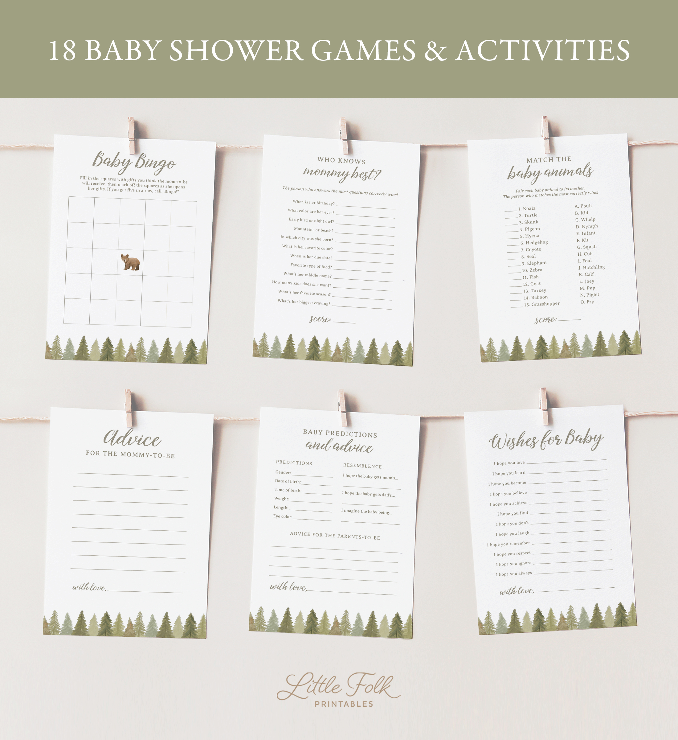 Baby Shower Games - Woodland Babies - 1019 design preview