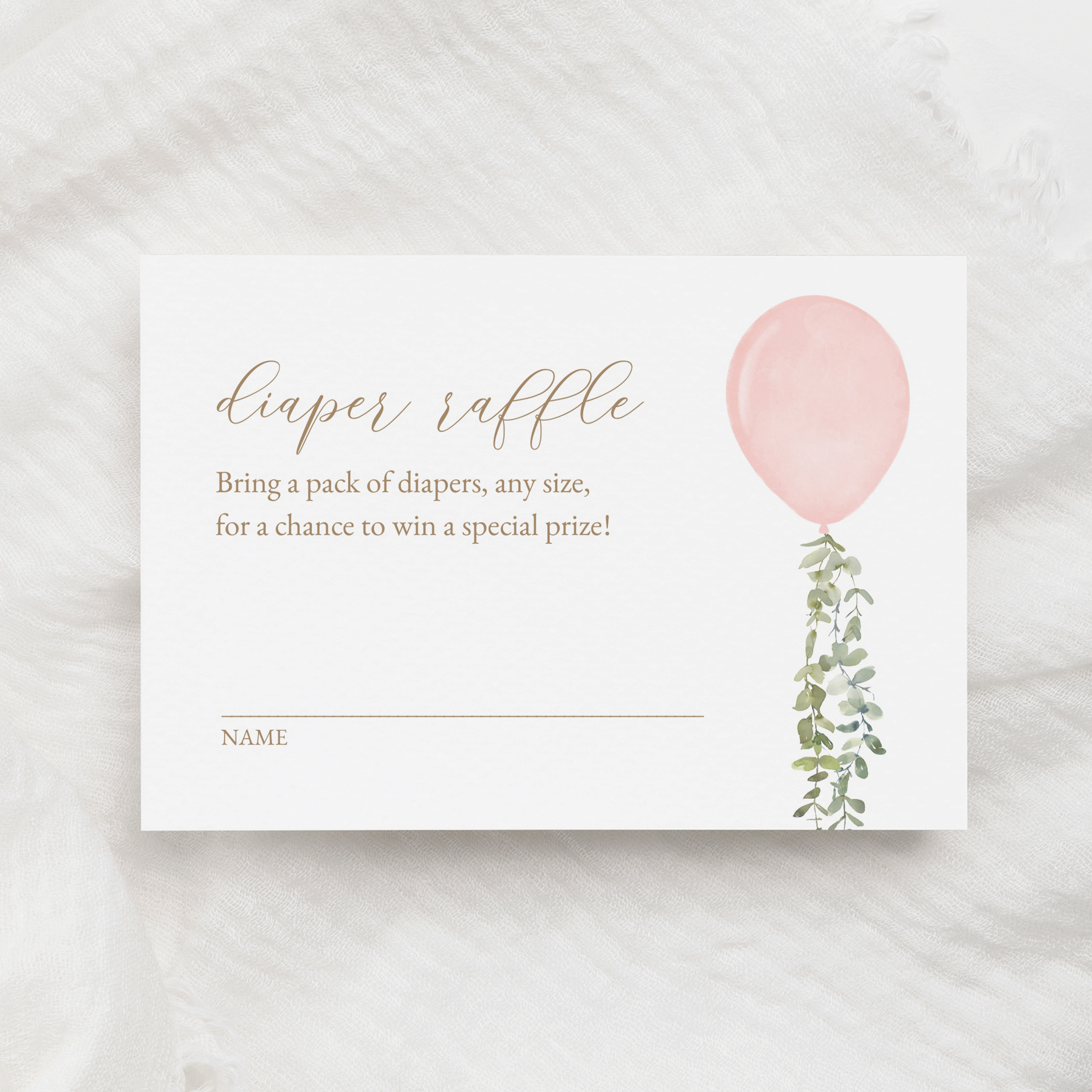 Diaper Raffle Ticket - Pink Balloon - 1011 design preview