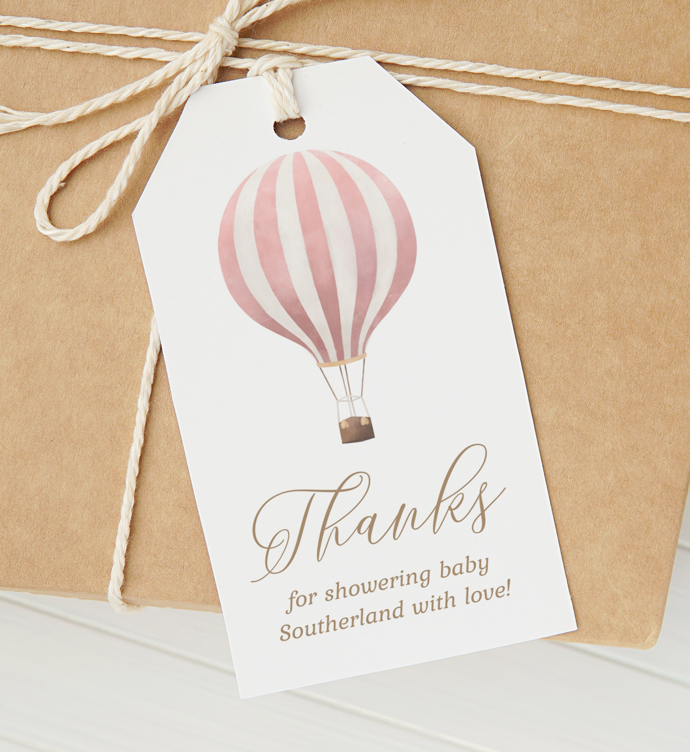 Favor Tag - Pink Hot Air Balloon - 1018 design preview