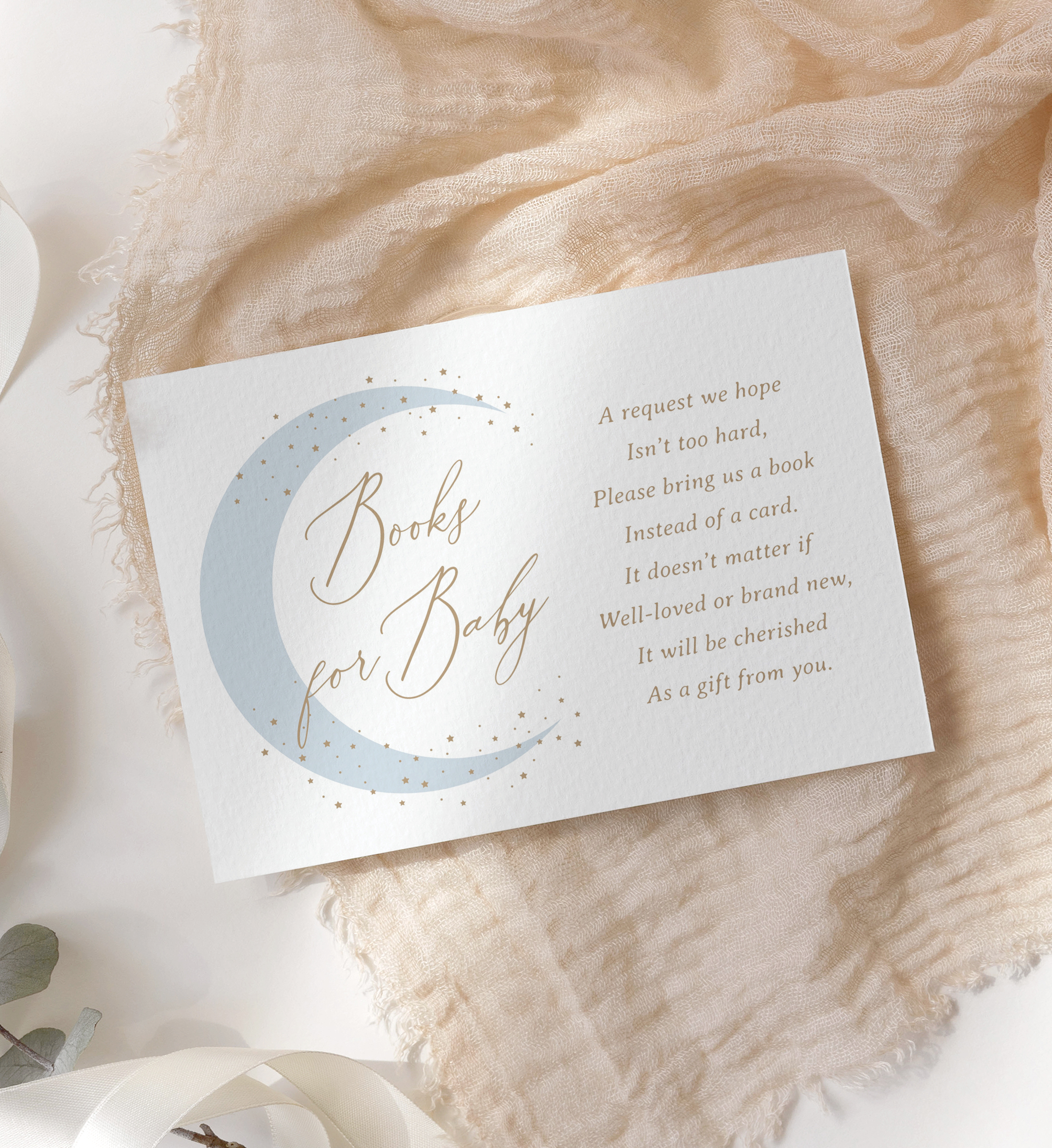Books for Baby Card - Over the Moon (Blue) - 1076a design preview