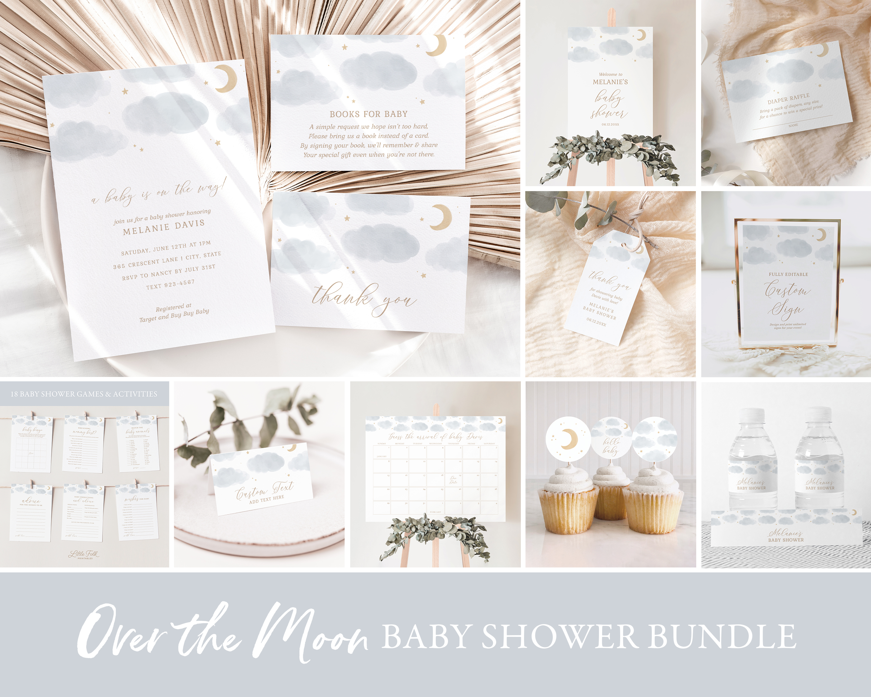 Baby Shower Bundle - Clouds and Stars - 1006 design preview