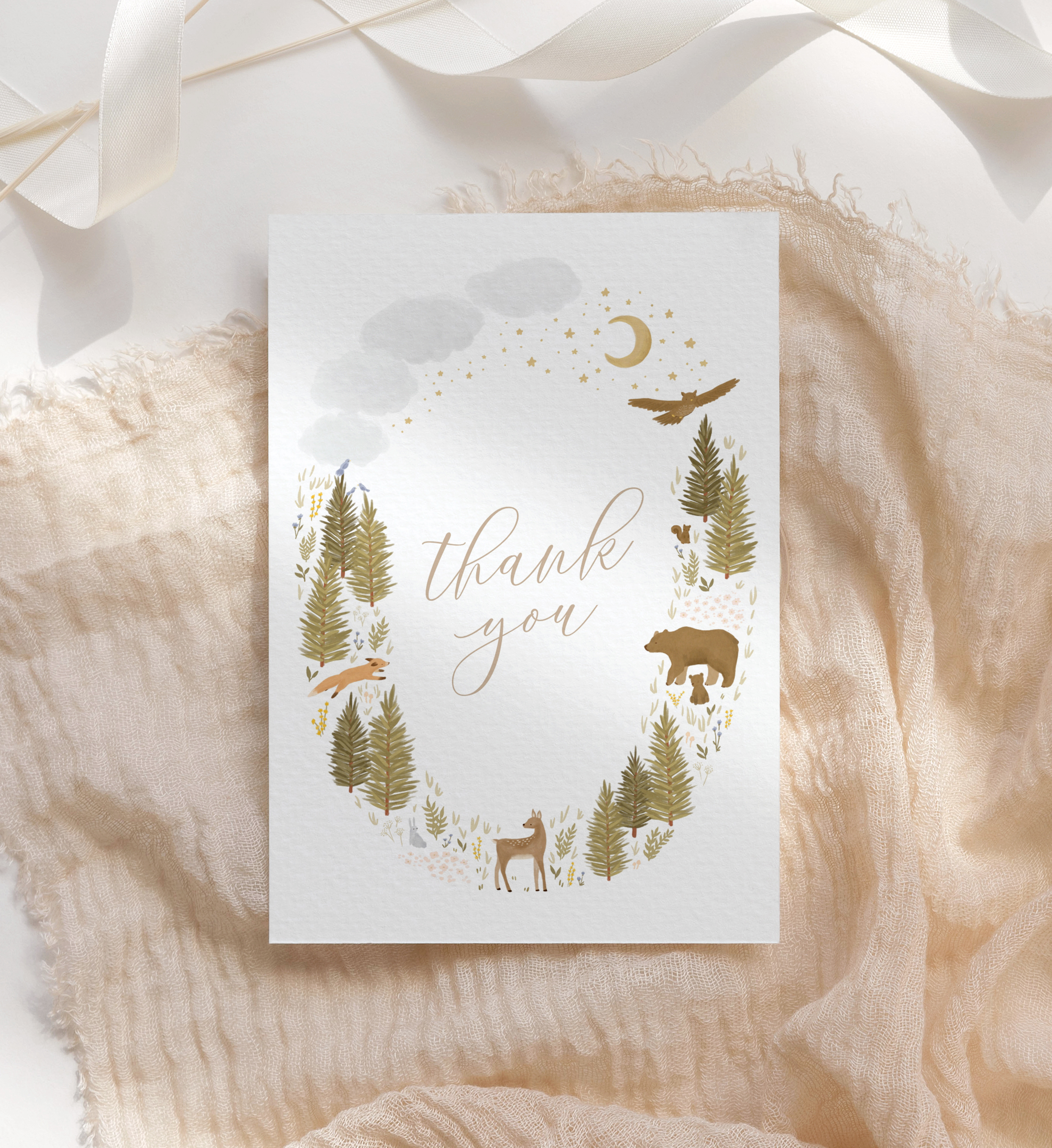 Folded Thank You Card - Woodland - 1015 design preview
