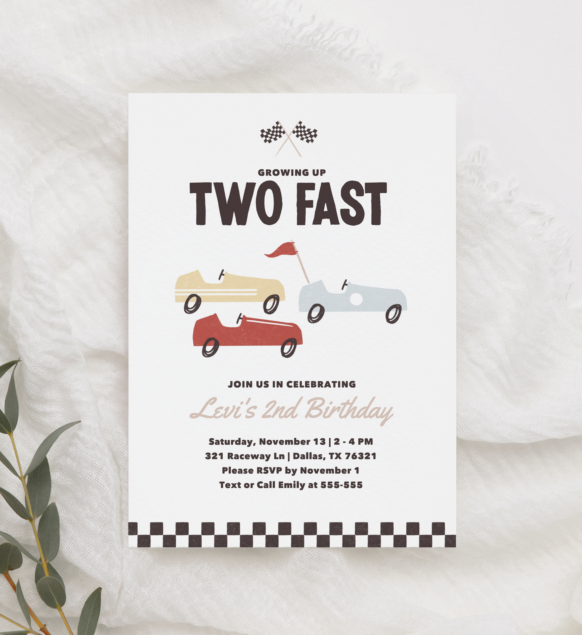 Birthday Invitation - Two Fast - 9999 design preview