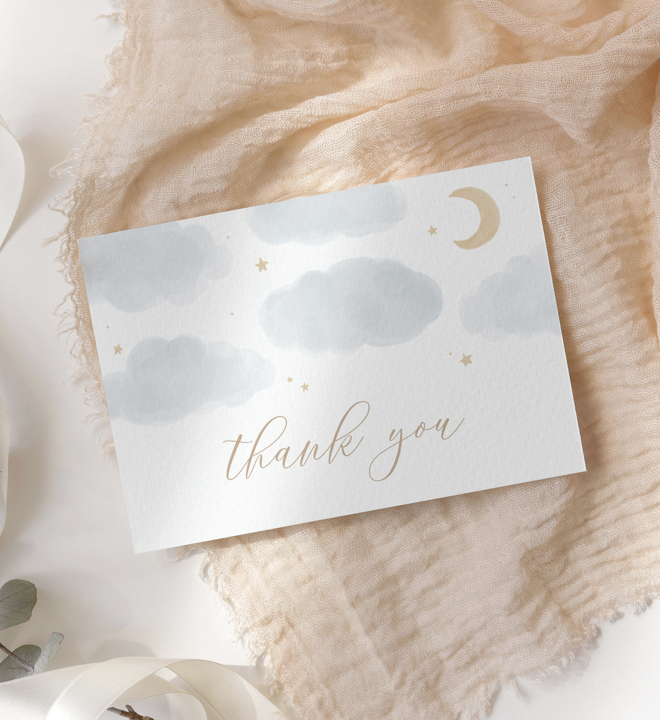 Folded Thank You Card - Clouds and Stars - 1006 design preview