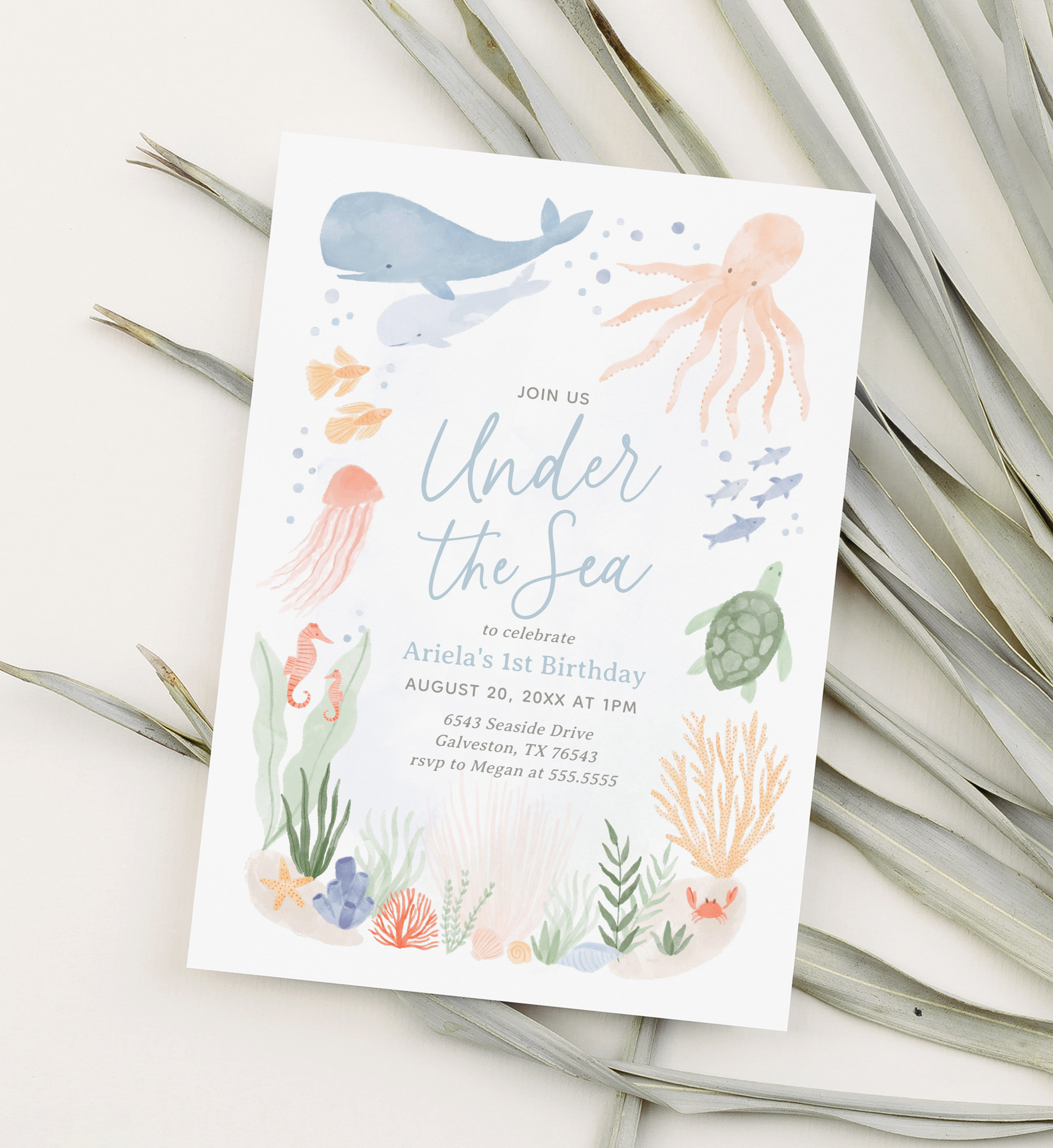 Birthday Invitation - Under the Sea (Blue) - 9996 design preview