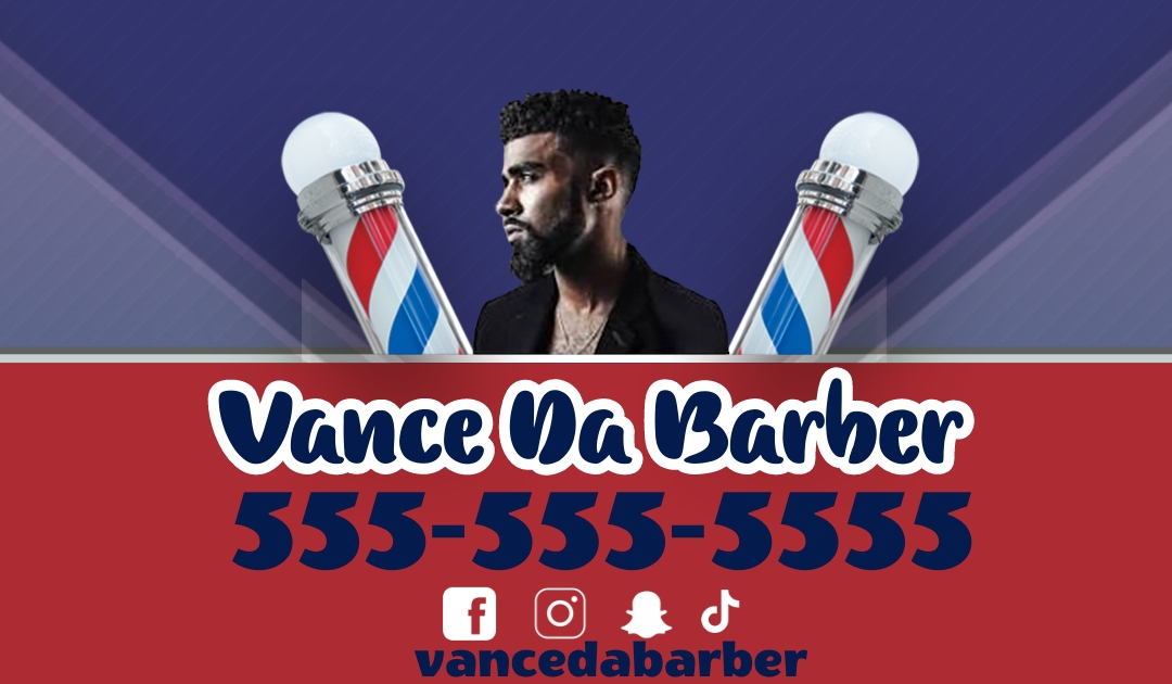 Red and Blue Barber Business Card Template design preview