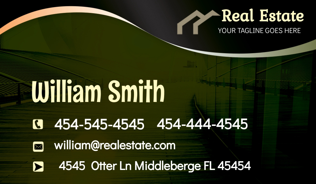 Dark Green Real Estate Business Card Template Design design preview
