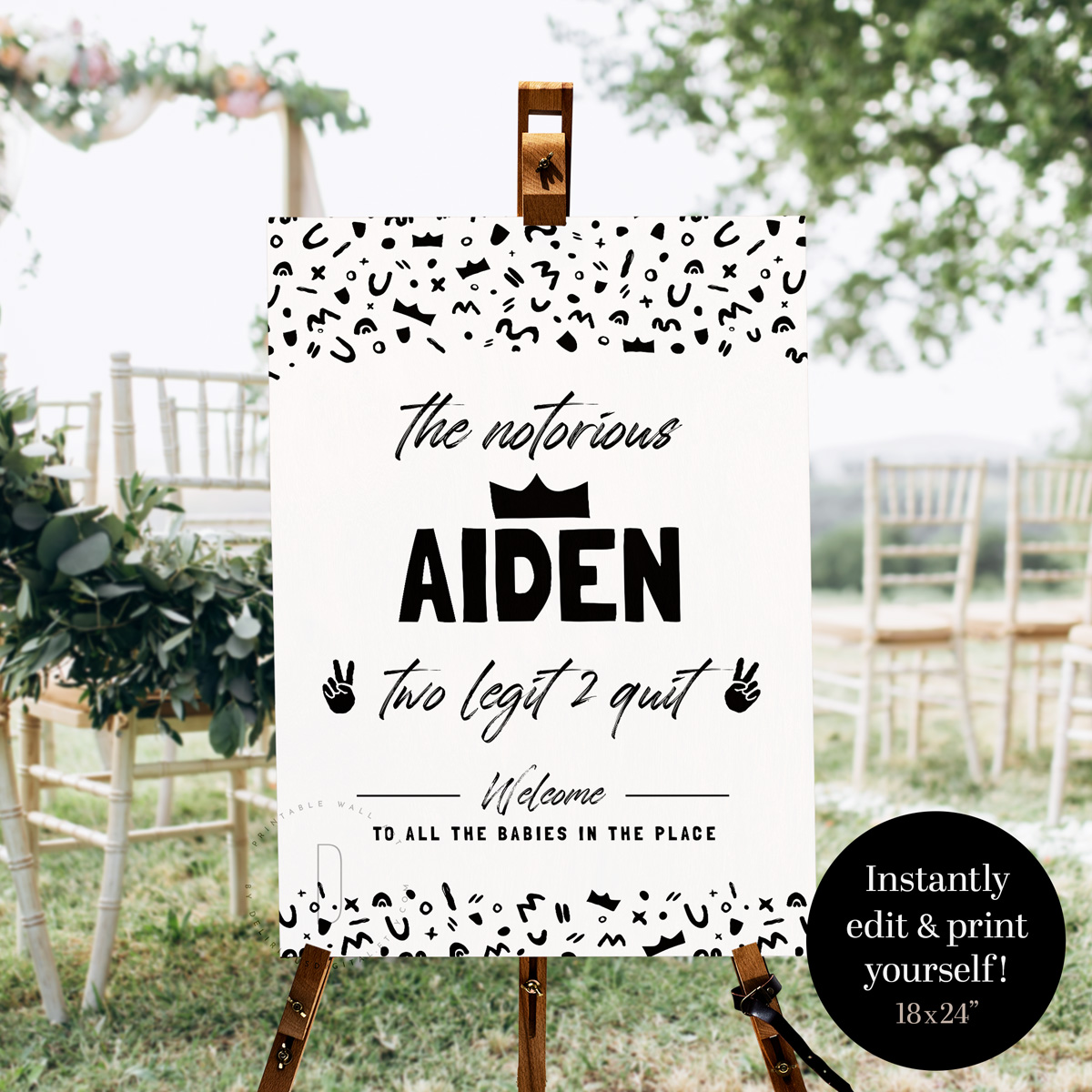 Two legit to quit welcome sign | 18x24" design preview