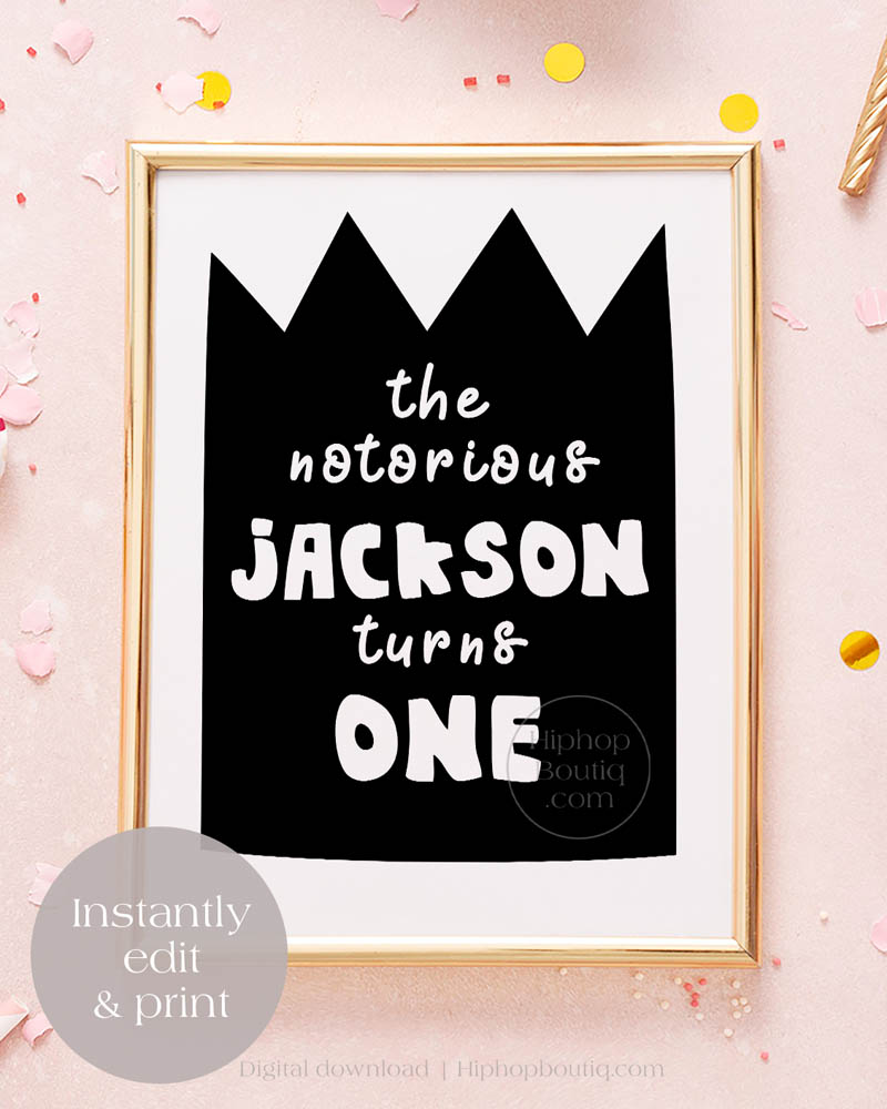 The Notorious One birthday sign design preview