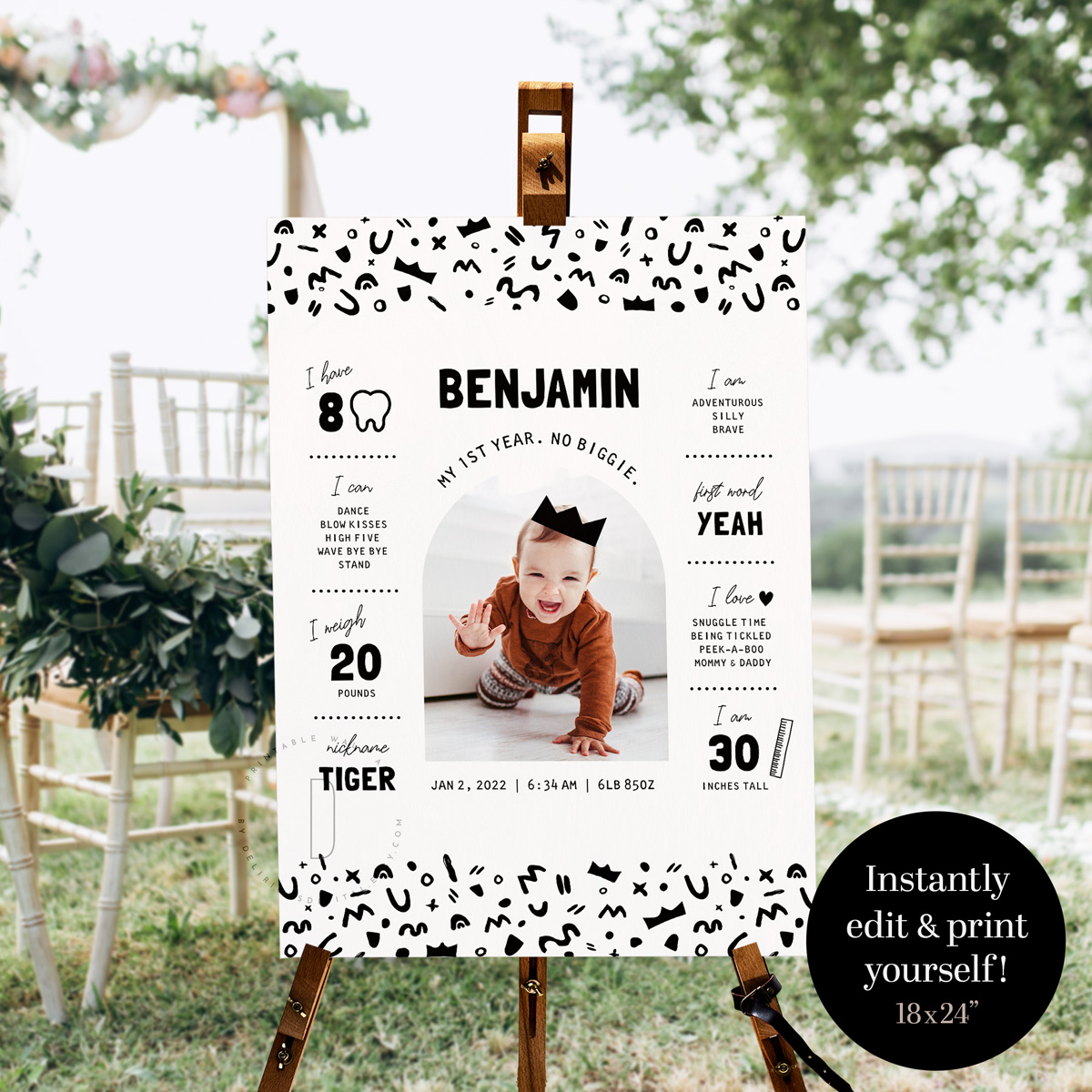 The Big One milestone sign | 18x24" design preview